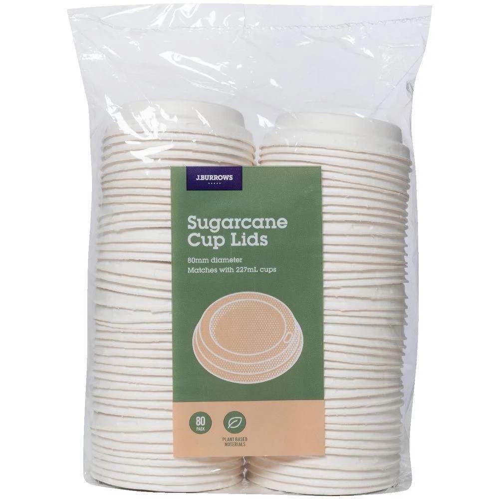 2 J.Burrows Sugarcane Lids 80mm 80 Pack, 2 of 5