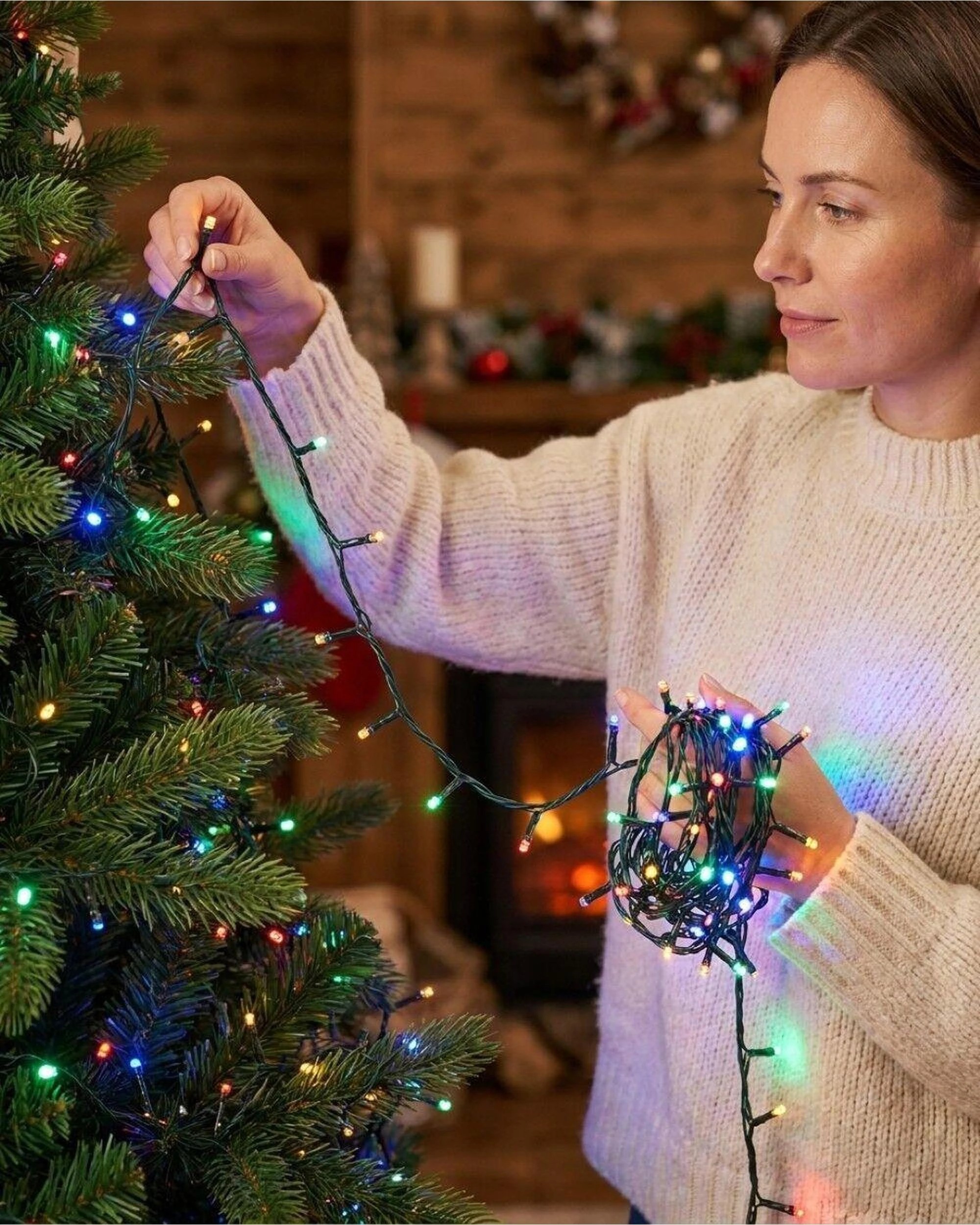 Christmas Warehouse 500 Multi Colour LED String Fairy Lights 8 Function ...