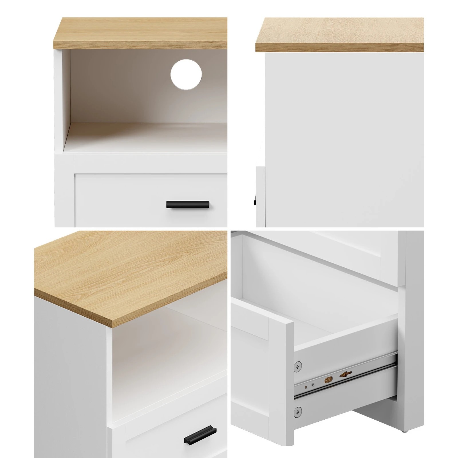 5 Oikiture 2pc Bedside Table 2 Drawers Open Shelf Nightstand Cabinet - White, 5 of 8