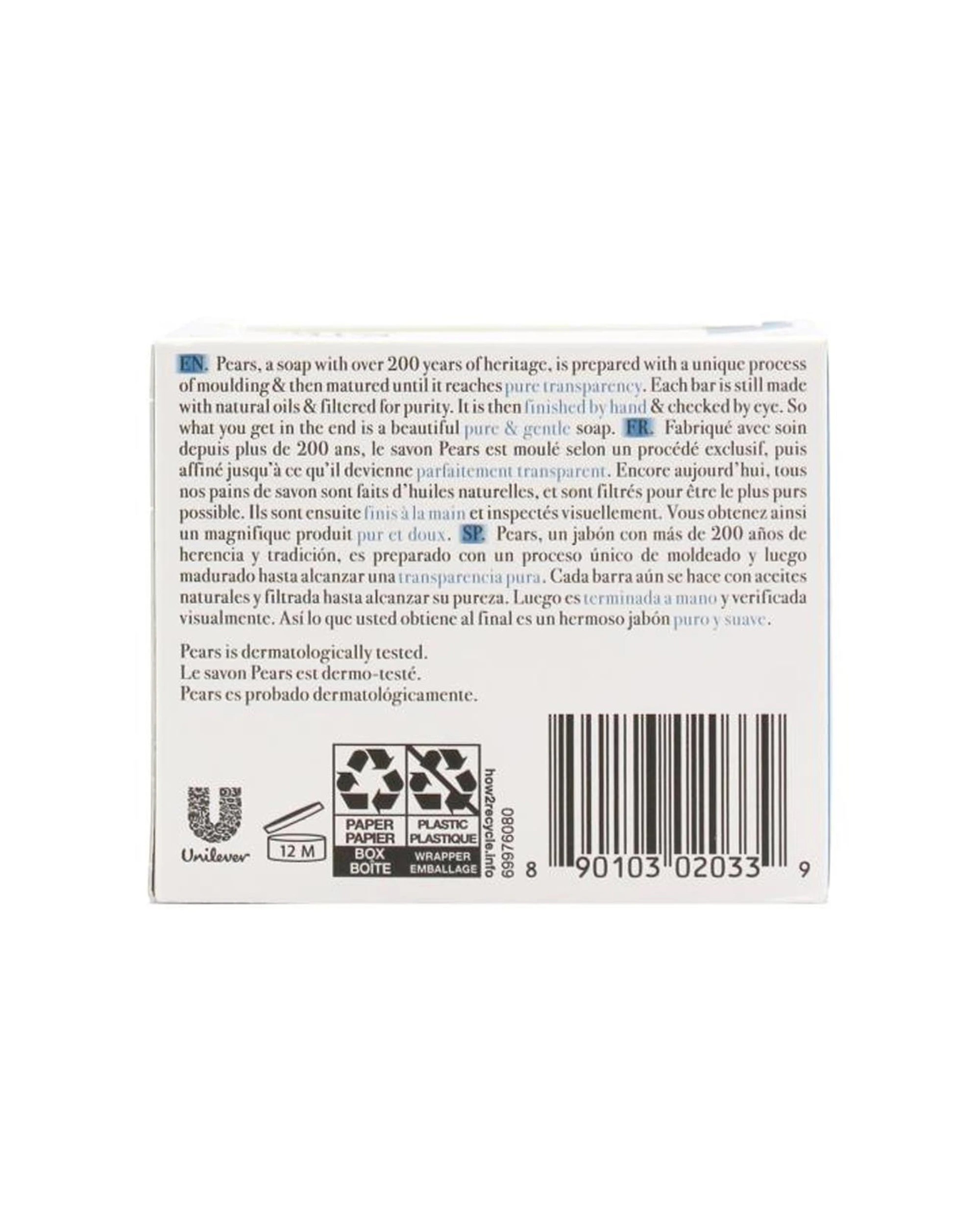 3 Pears 12 x 3pc Pure Gentle Bar Soap 75g With Extracts - Blue, 3 of 5