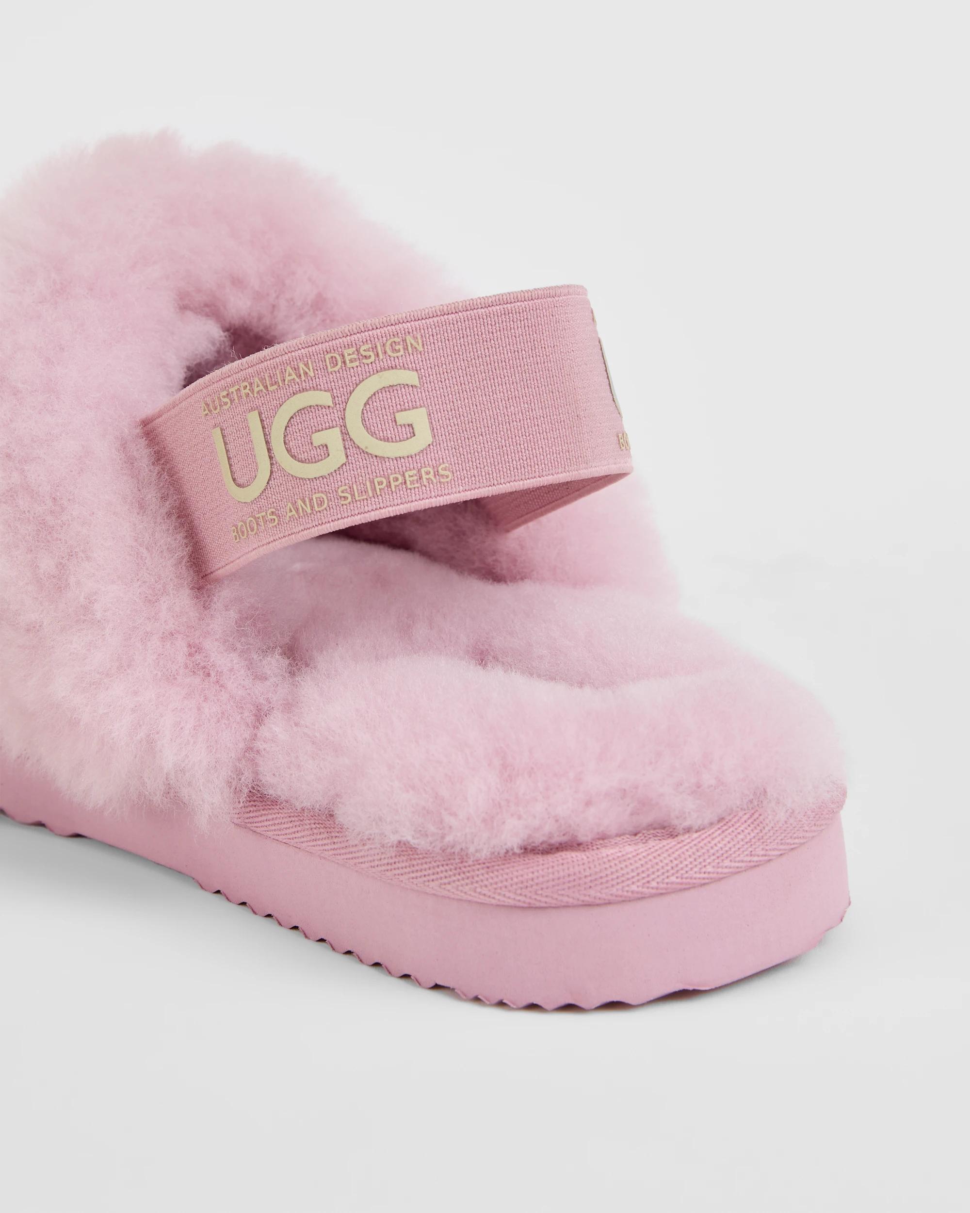 3 Australian Design UGG Leather and Sheepskin Elastic Scuff Slippers PINK, 3 of 3