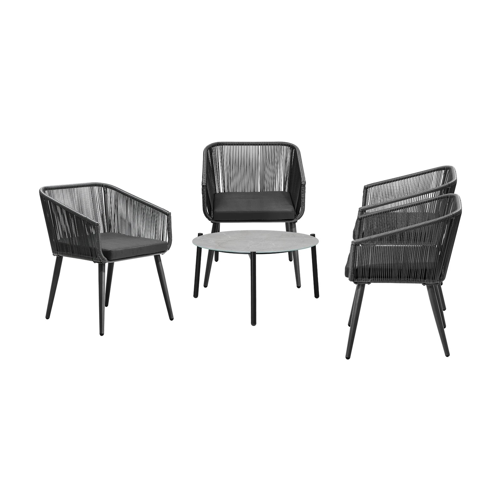 9 Livsip Outdoor Patio Lounge Set Furniture Coffee Grey 70cm Table Sofa Chairs 5PC - Multi, 9 of 9