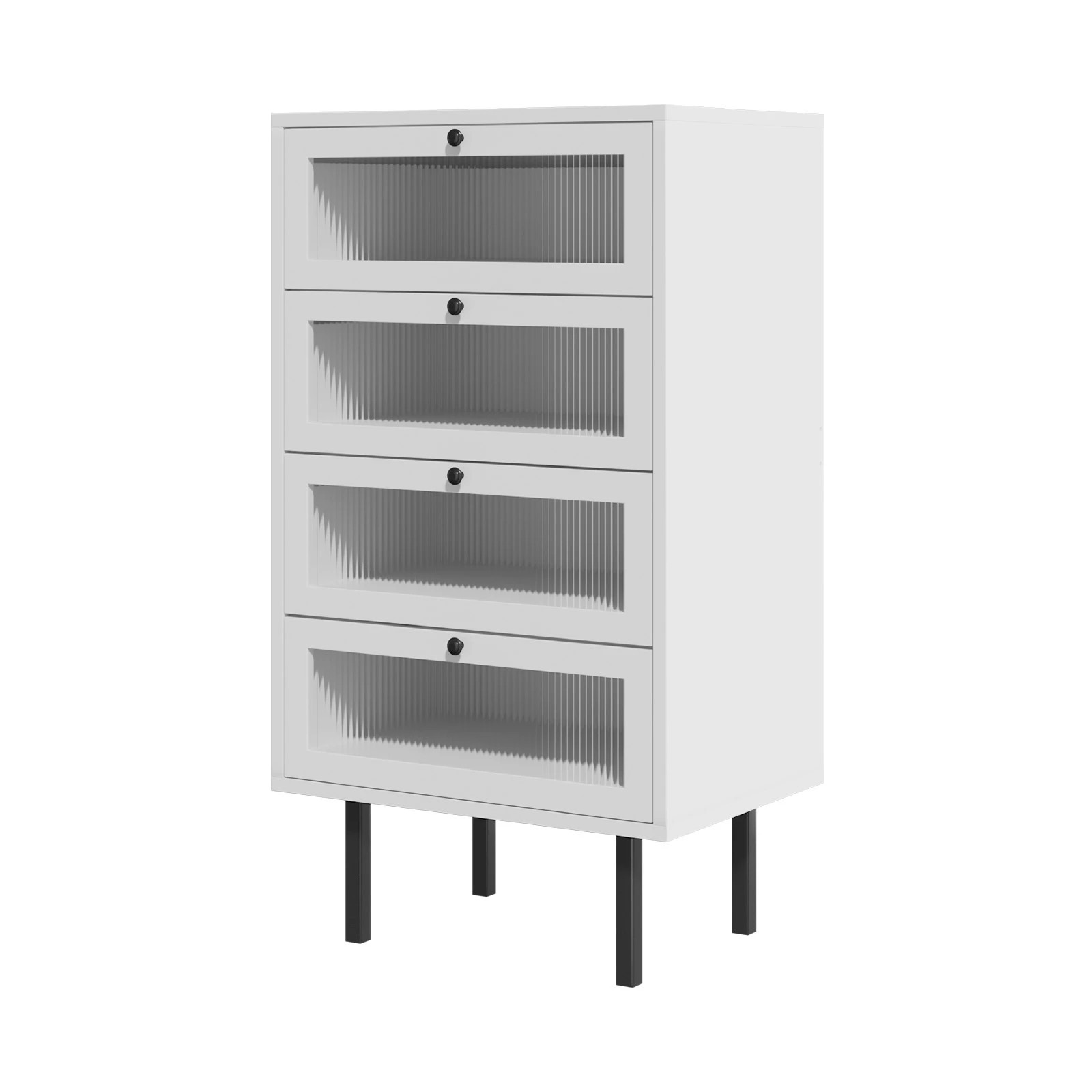 1 Oikiture 4 Chest Of Drawers Tallboy Dresser Storage Cabinet Sideboard
 - White, 1 of 10