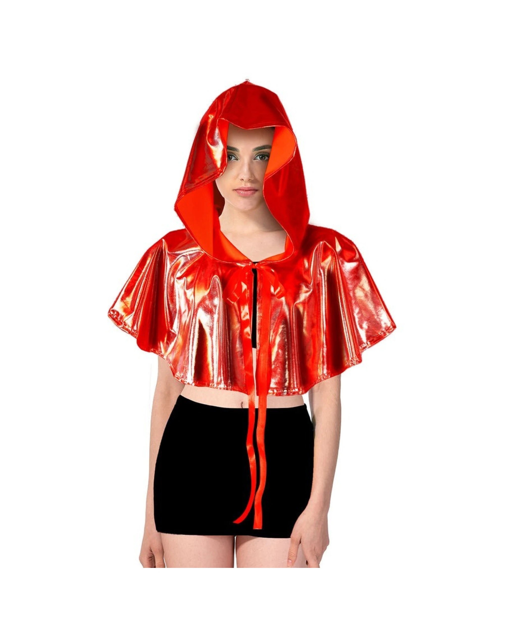 1 BR Costumes Iridescent Metallic Mini Hooded Cape for Halloween Party, 1 of 2
