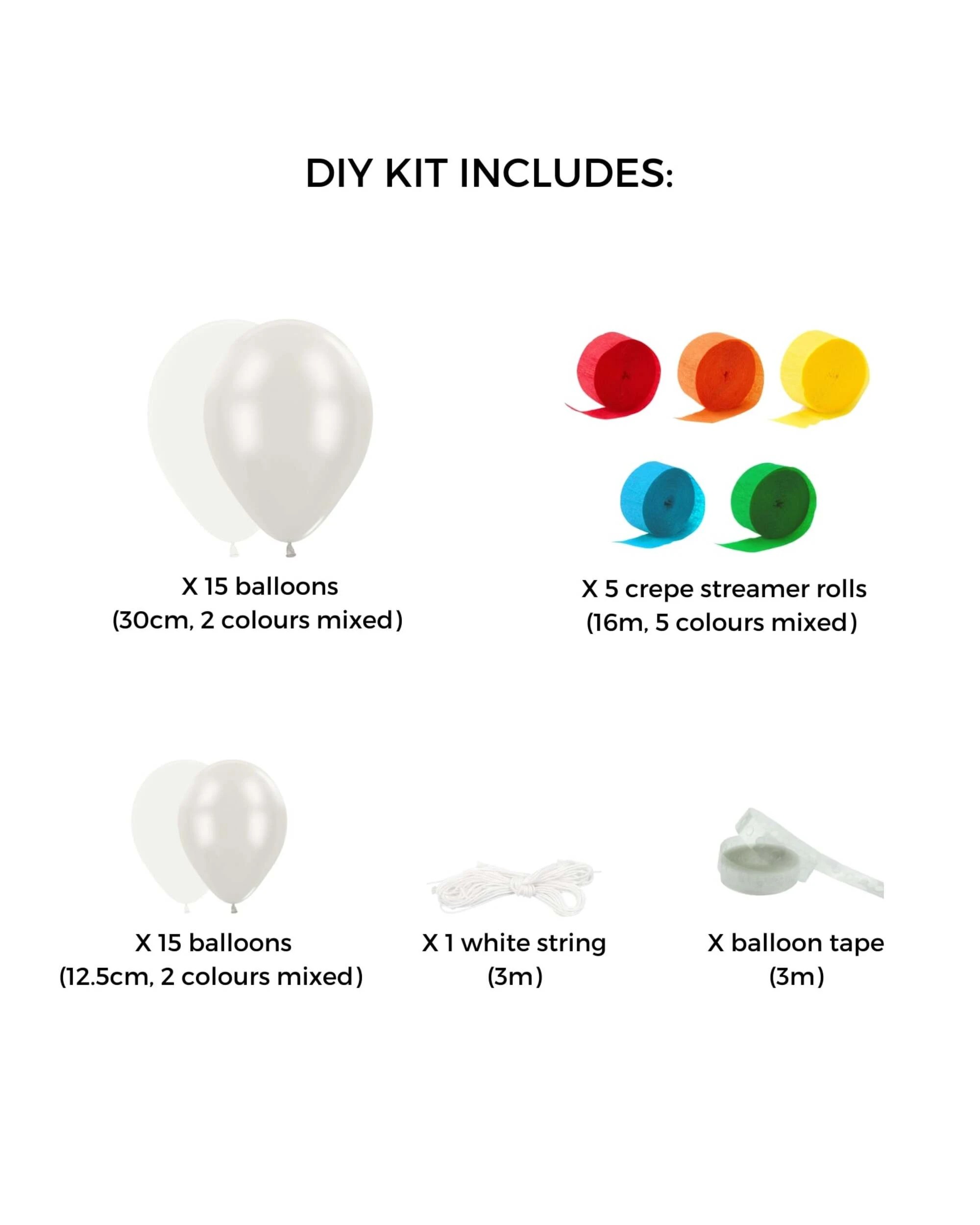 3 Artwrap Rainbow Balloon Backdrop Kit With Streamers - Multi, 3 of 4