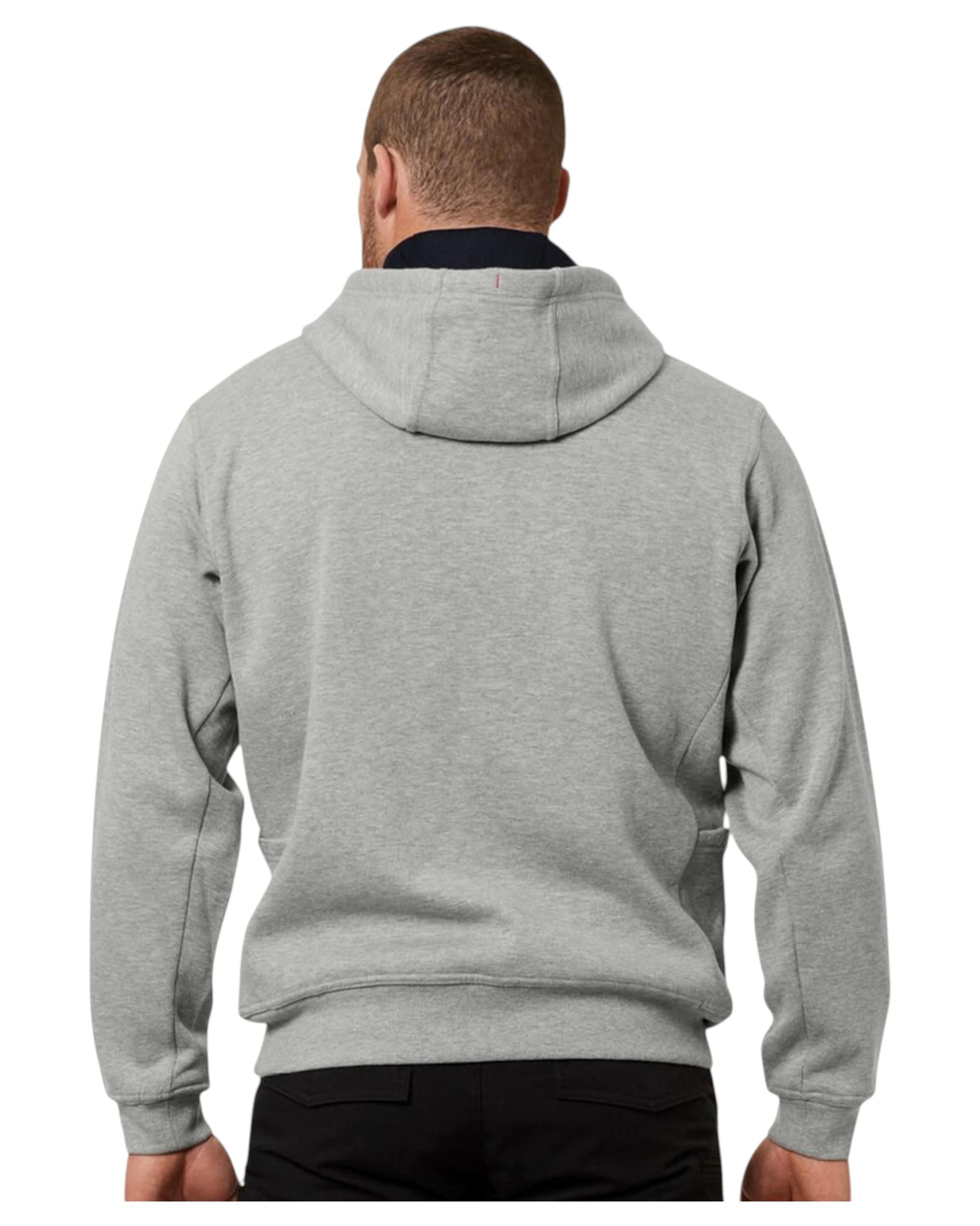 7 Hard Yakka Mens Brushed Fleece Hoodie Jumper Grey Marle GREY MARLE, 7 of 9