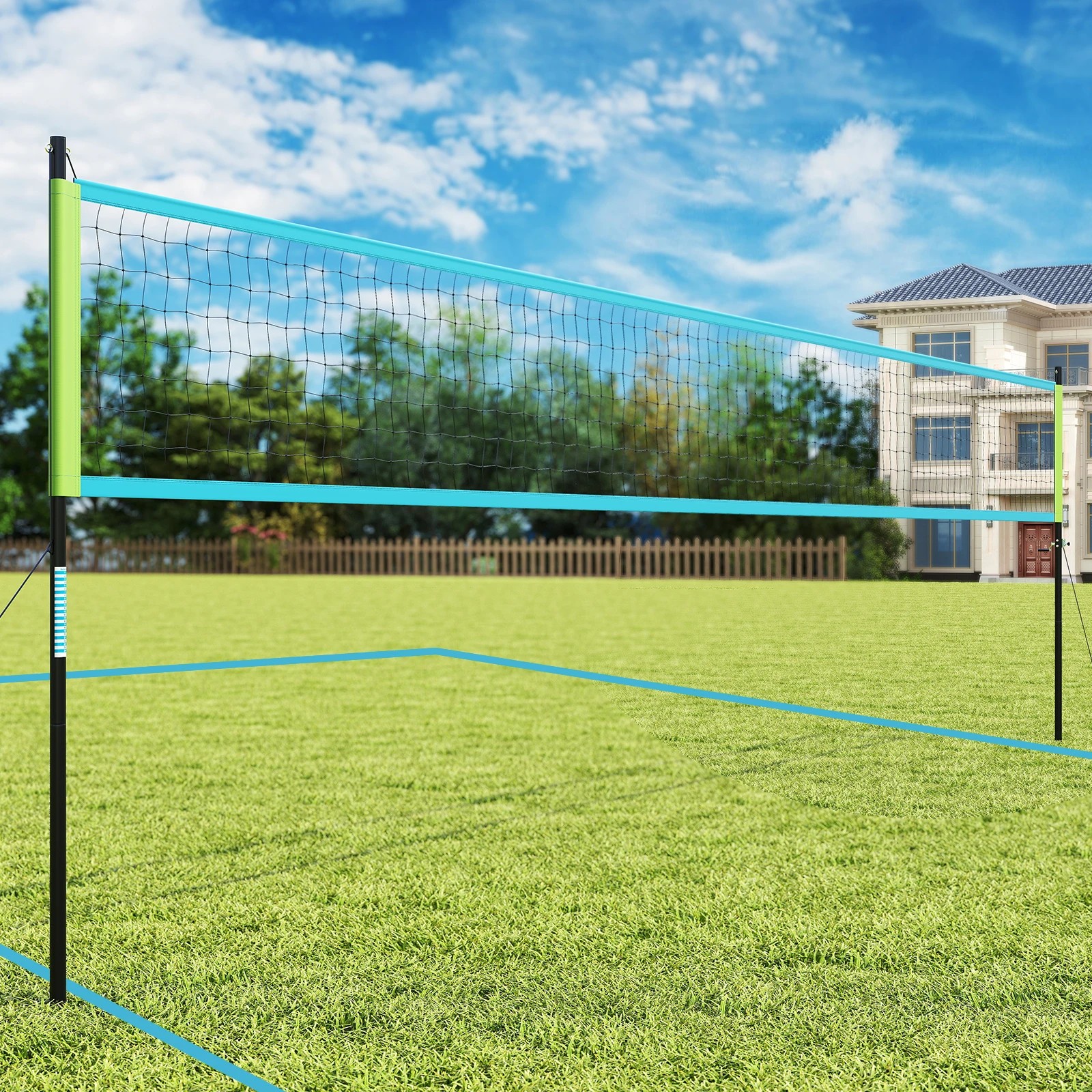 2 Costway Adjustable Portable Volleyball Net Set w/Ball Boundary Line & Anti-Sag Design Badminton Tennis, 2 of 2