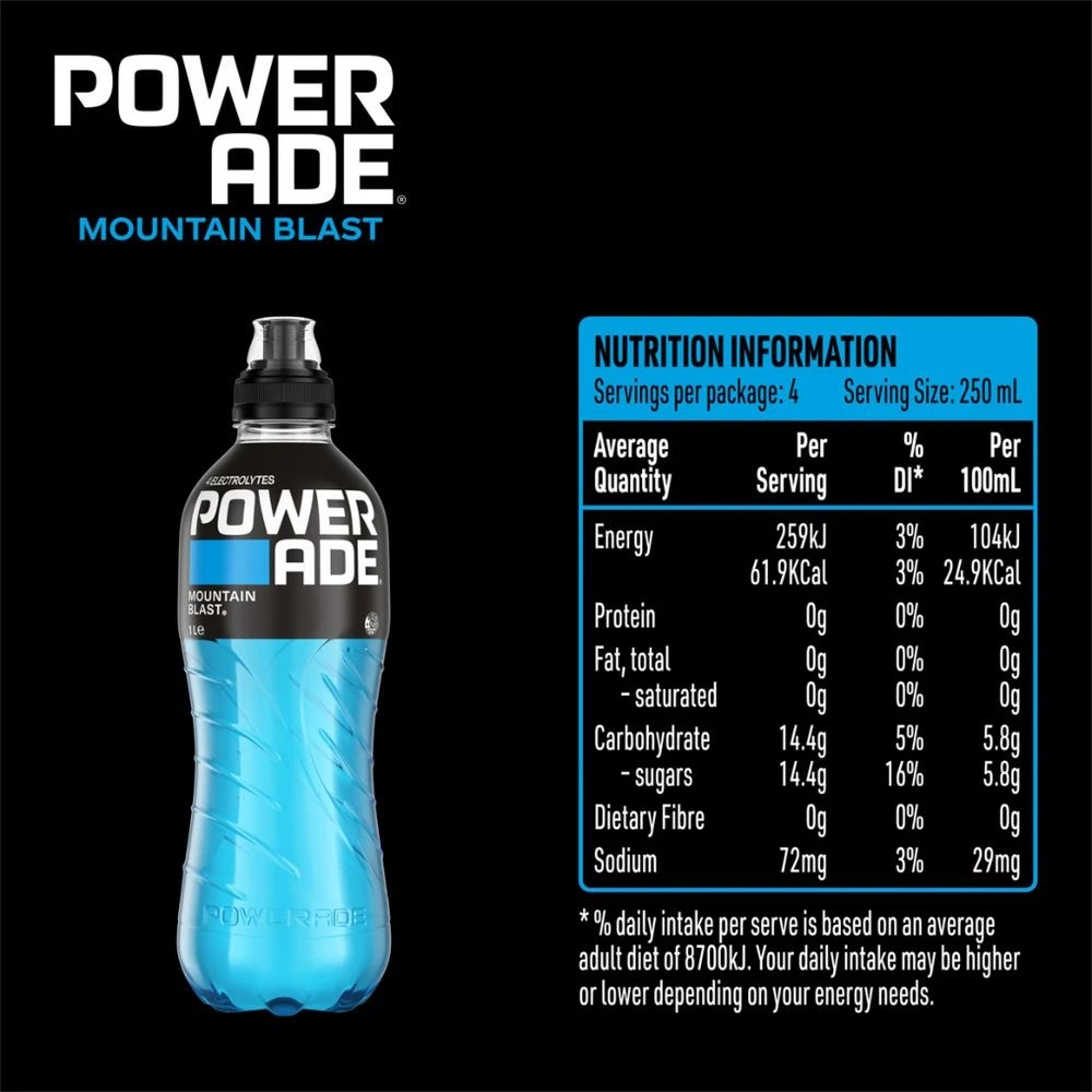 3 Powerade Mountain Blast 1L 12 Pack, 3 of 4