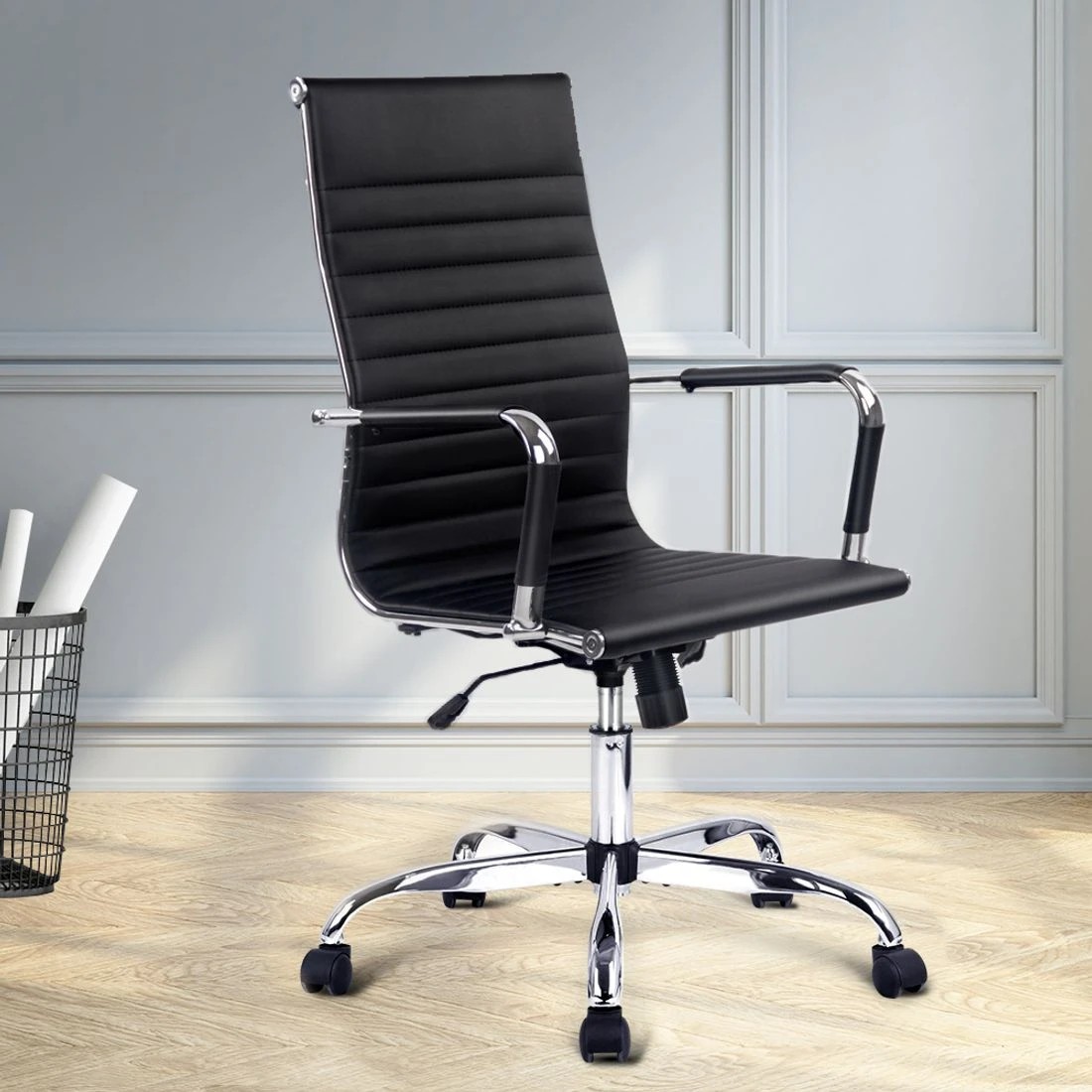 8 Artiss Office Chair Conference Chairs PU Leather High Back - Black, 8 of 8