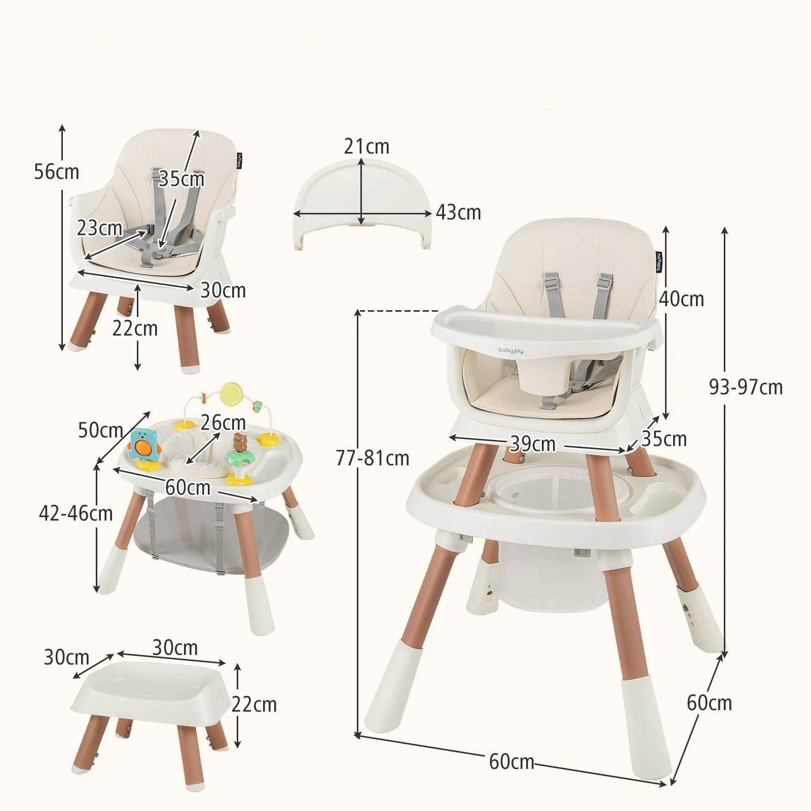 2 Costway 16-in-1 Foldable Baby High Chair White, 2 of 2