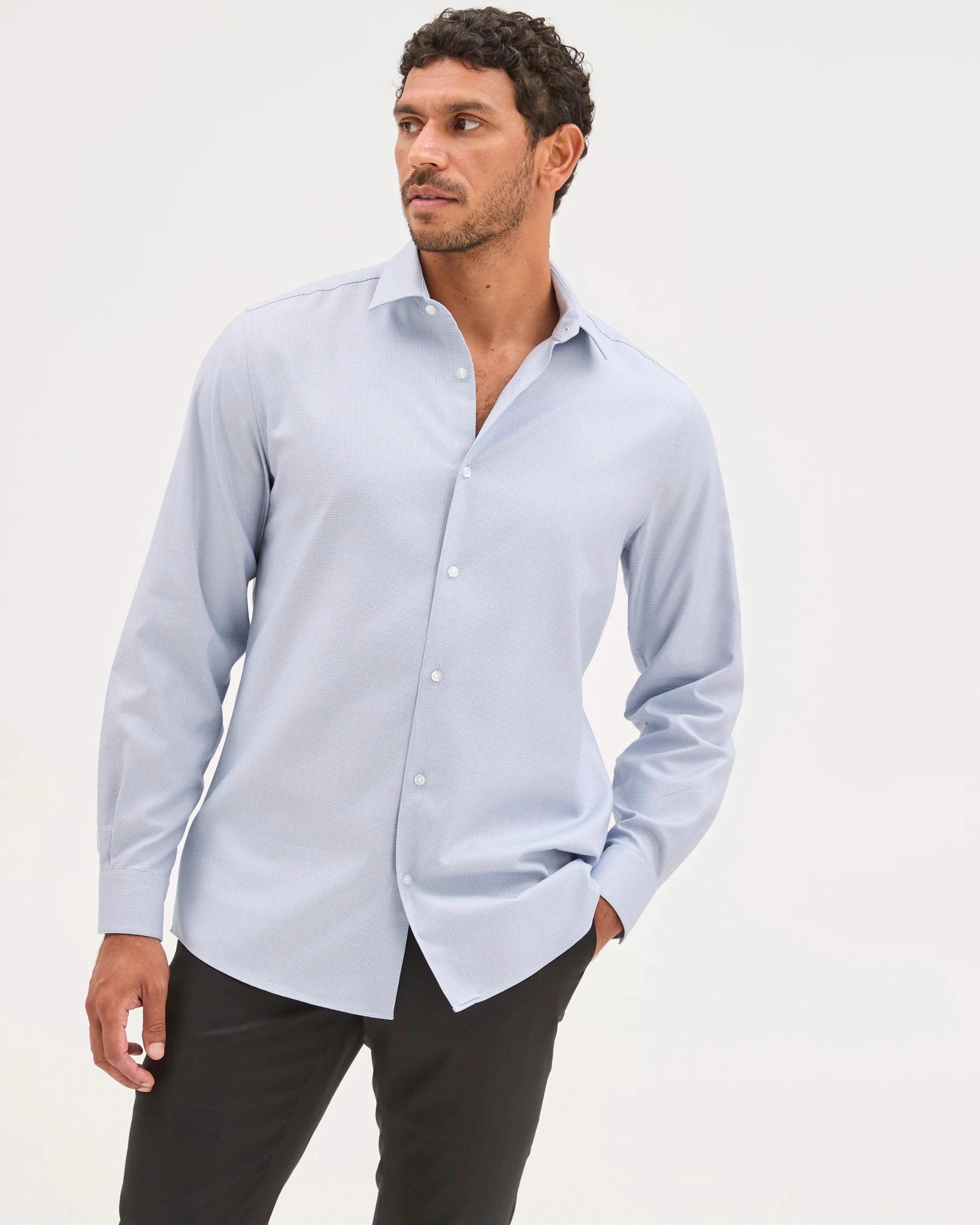 4 Preview Australian Cotton Micro Geo Print Shirt BLUE, 4 of 7