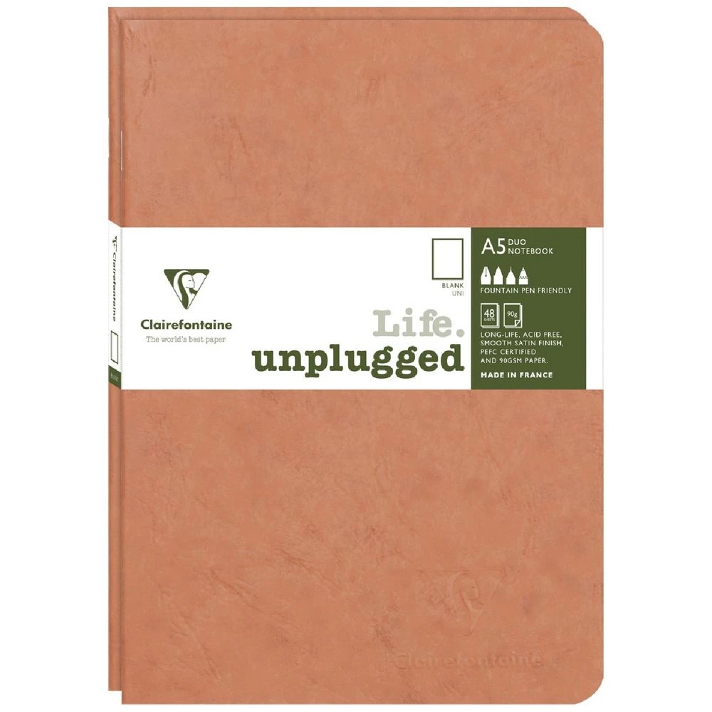 1 Clairefontaine My Essentials A5 Notebook Plain 2 Pack Brown, 1 of 5