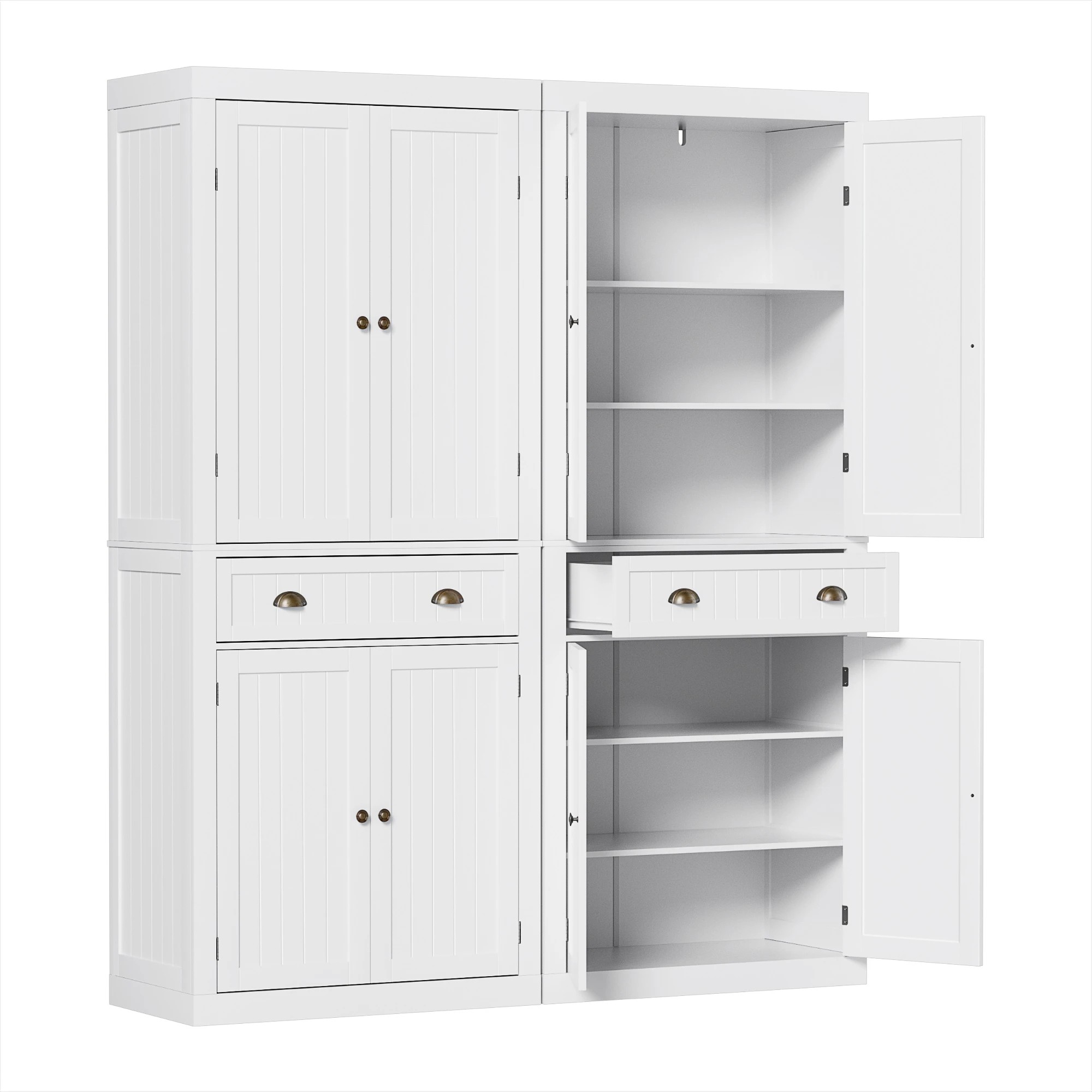 1 Artiss 2x Buffet Unit Cabinet Sideboard Pantry 184cm - White, 1 of 8
