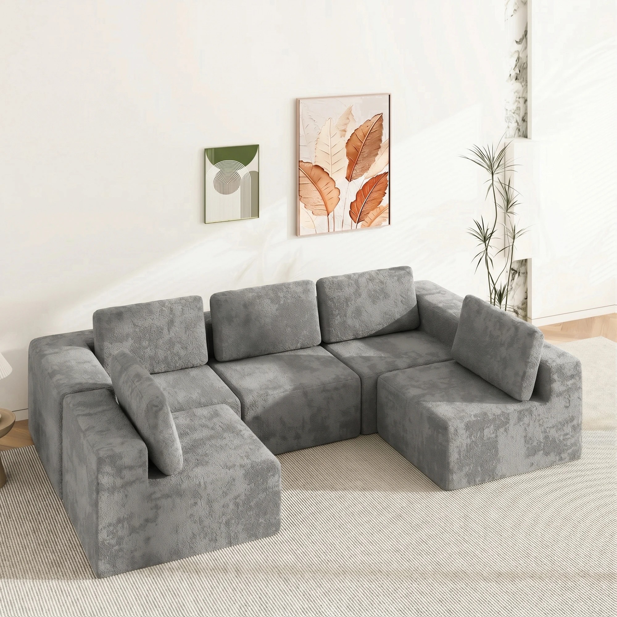 6 Advwin 415cm 5 Seater Sofa Modern Modular Sectional Couch No Assembly - Grey, 6 of 9