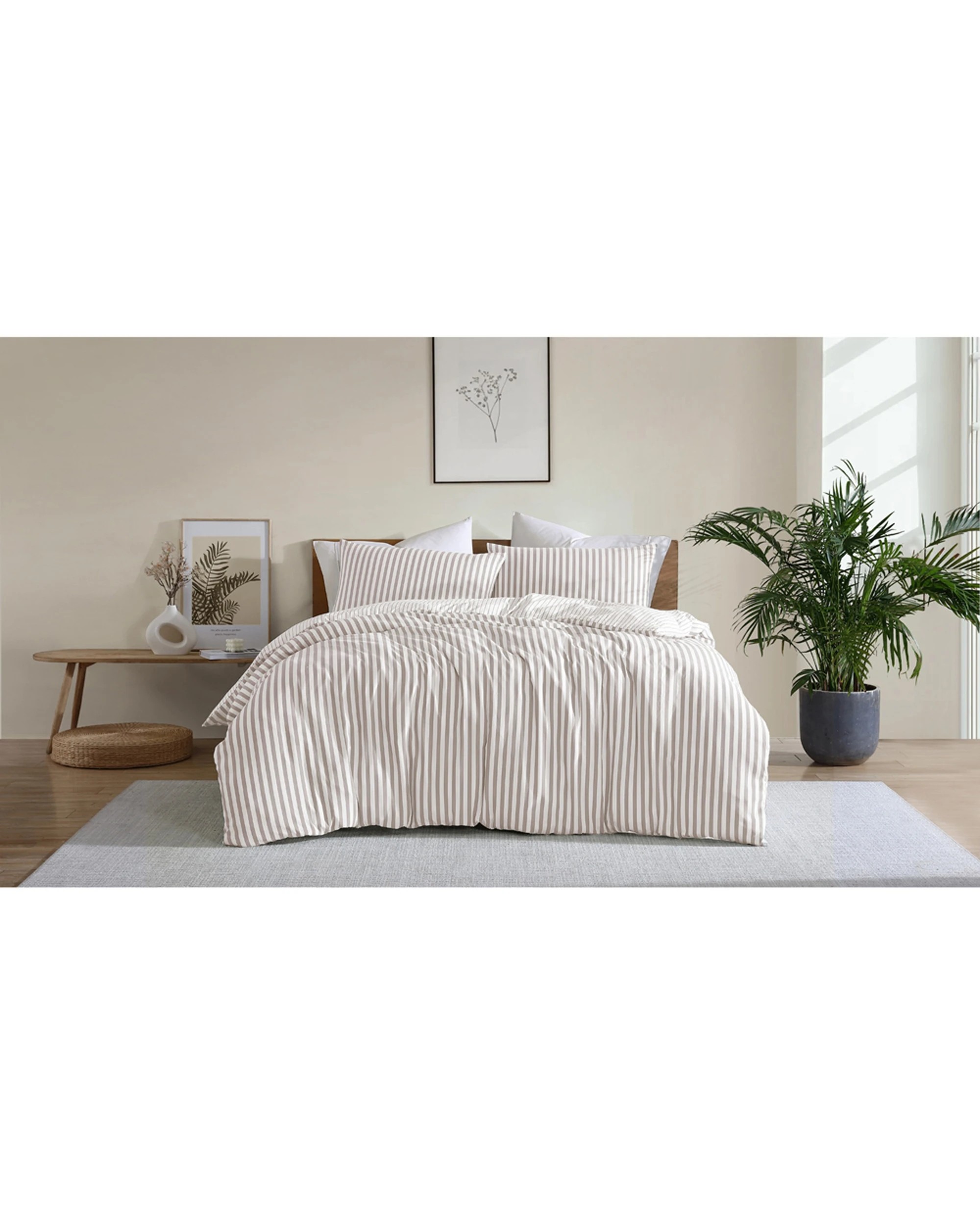 1 Ardor Boudoir Queen Frankie Stripe Quilt Cover Set - Natural, 1 of 4