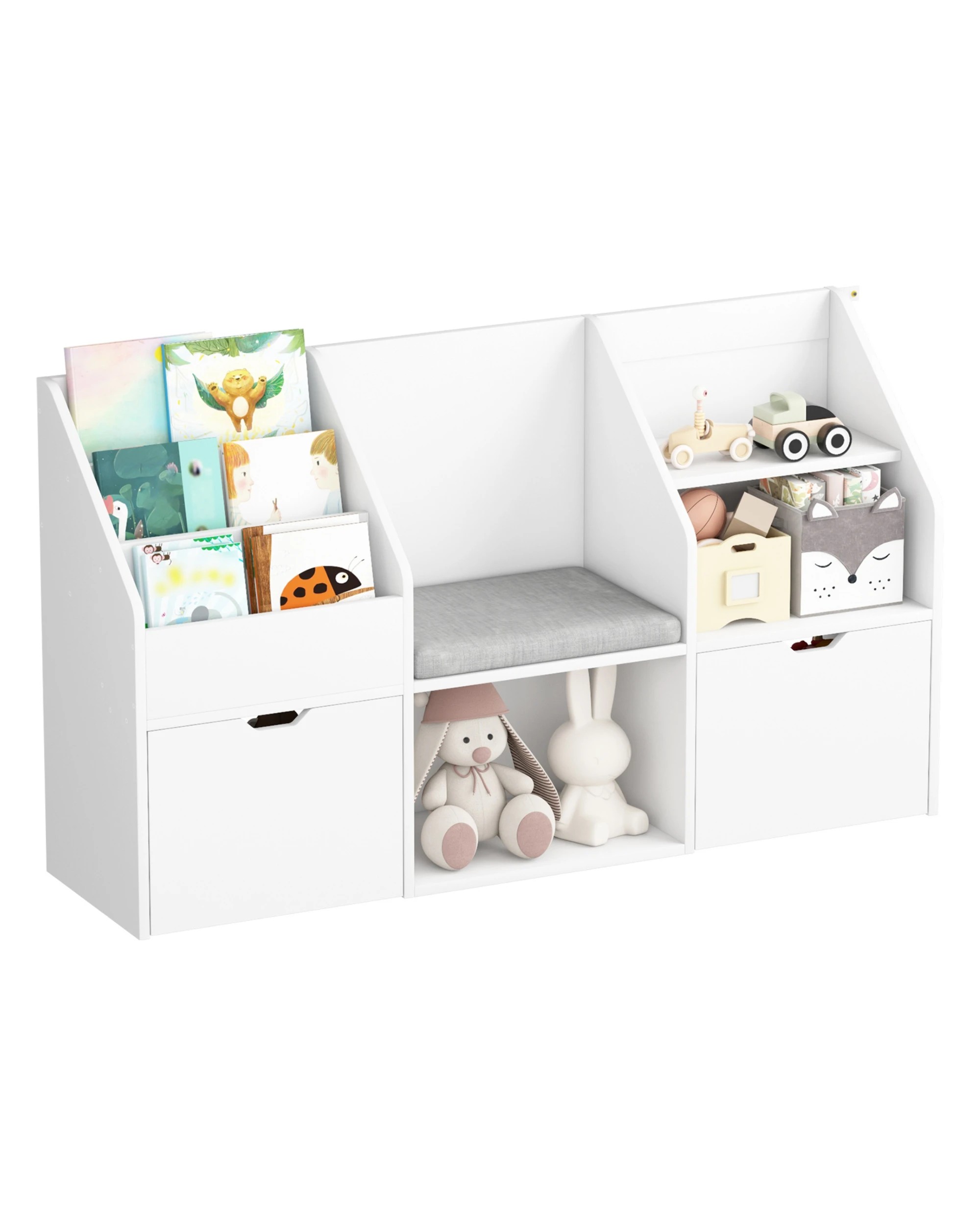 6 4-in-1 Kids Bookcase w/ Reading Nook Standing Toys and Books Storage Organiser Toy Chest, 6 of 10