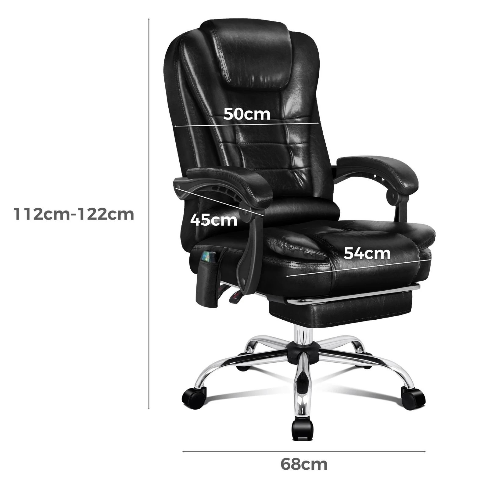 3 Alfordson Massage Office Chair Heated Seat Executive Gaming Racer PU Leather - Black, 3 of 10
