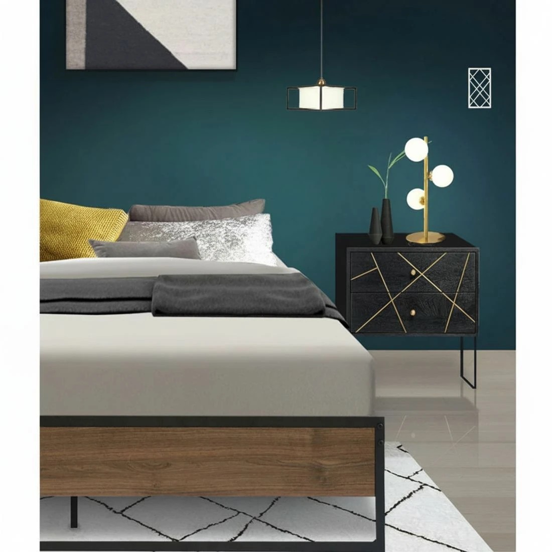 6 Artiss Bed Frame Metal Frame Bed Base OSLO - Black, 6 of 7