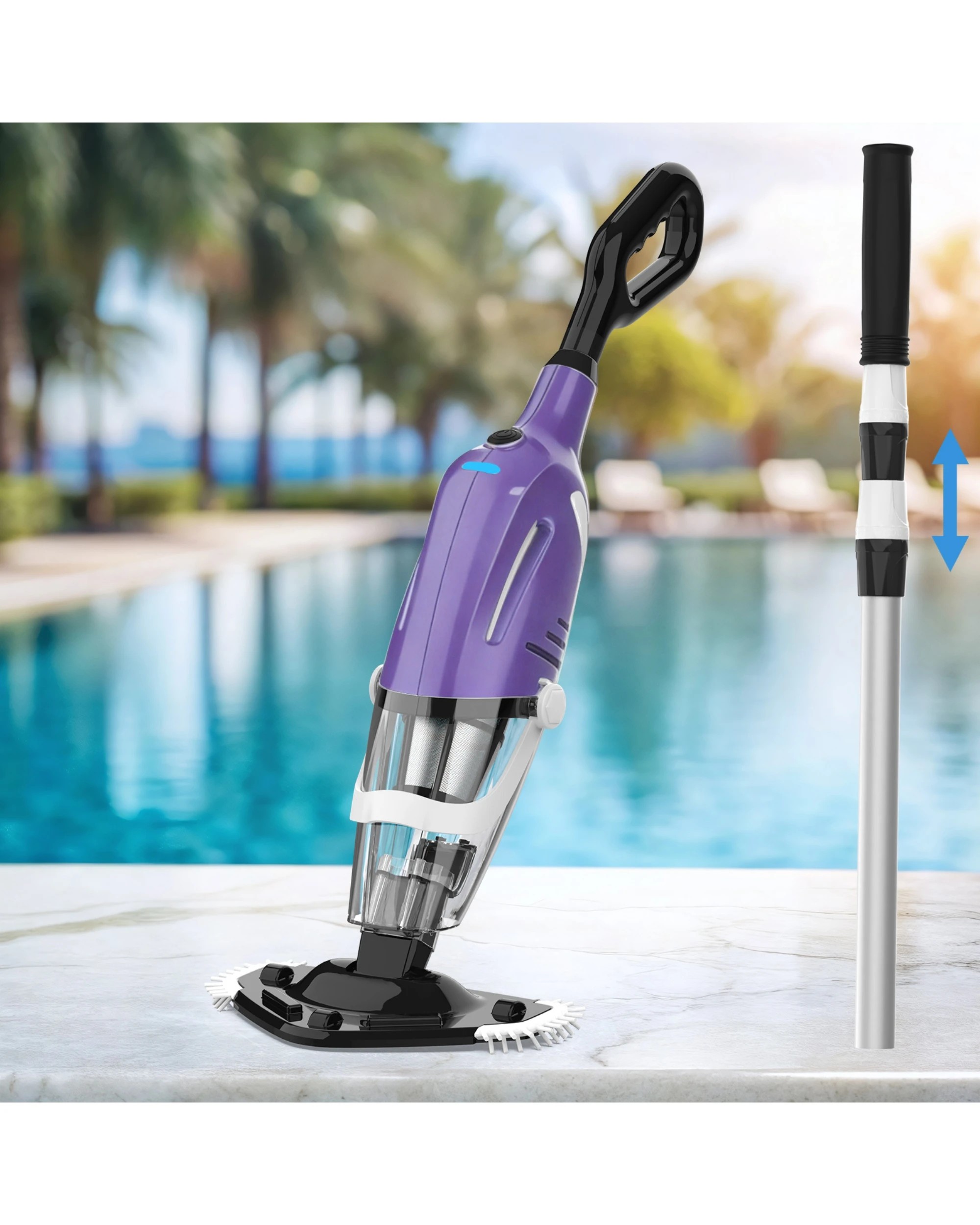 2 Advwin Cordless Pool Vacuum with Telescopic Pole - Purple, 2 of 8