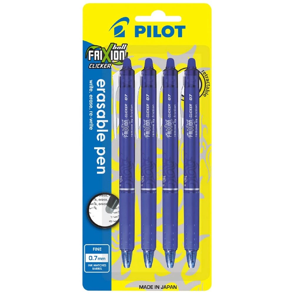 1 PILOT FriXion Clicker Erasable Gel Pen 0.7mm Blue 4 Pack, 1 of 9