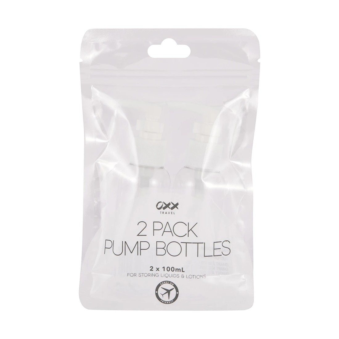 1 OXX Travel 2 Pack Pump Bottles - White and Clear, 1 of 9