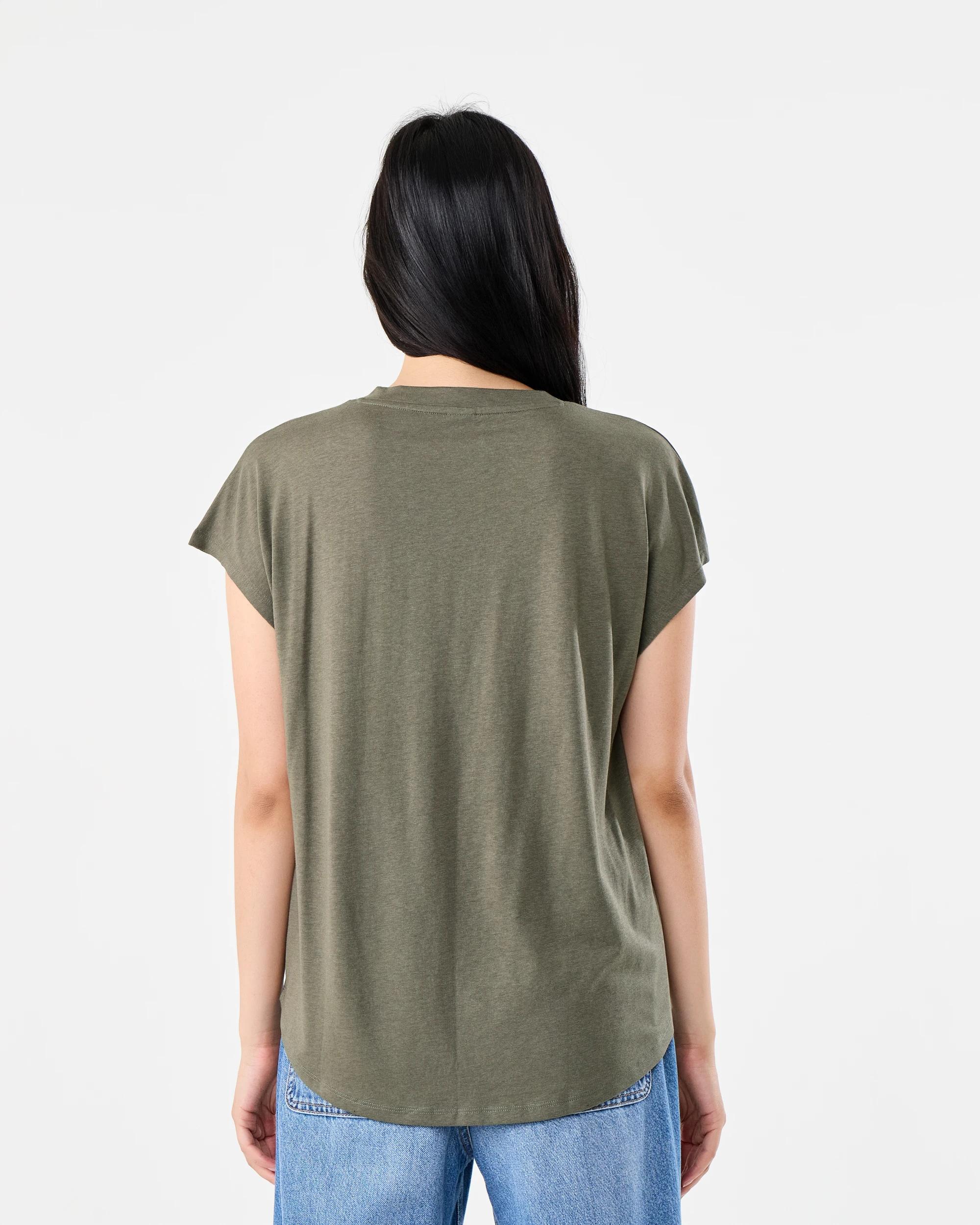 3 Short Extended Sleeve V-Neck T-shirt Deep Olive, 3 of 6