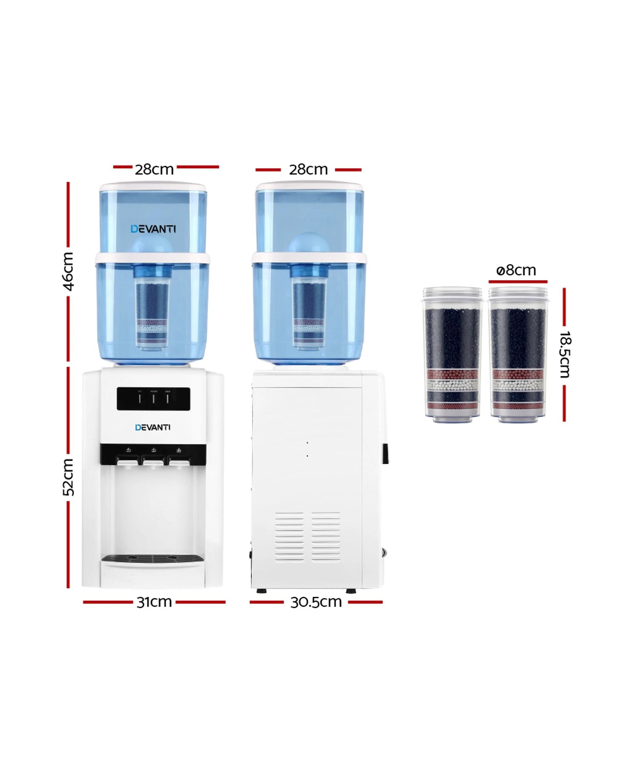2 Devanti Water Cooler Dispenser Bench Top 22l W/2 Filter
 - Multi, 2 of 3