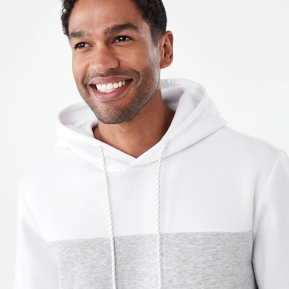 4 Active Mens Colour Block Fleece Hoodie Grey Marl, 4 of 6