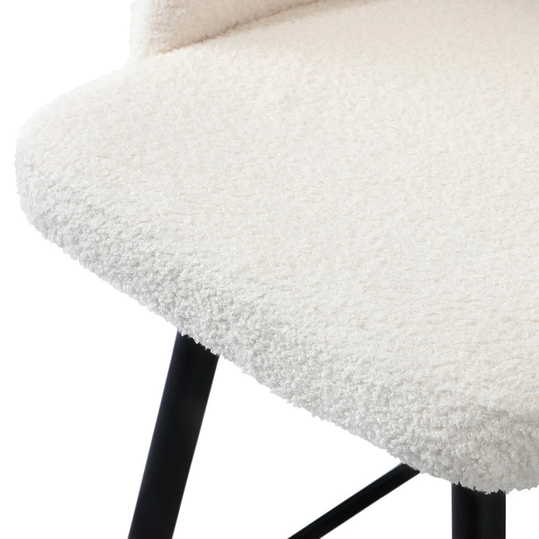 7 Oikiture 2x Bar Stools Kitchen Dining Chair Padded Chair Boucle Sura
 - White, 7 of 10