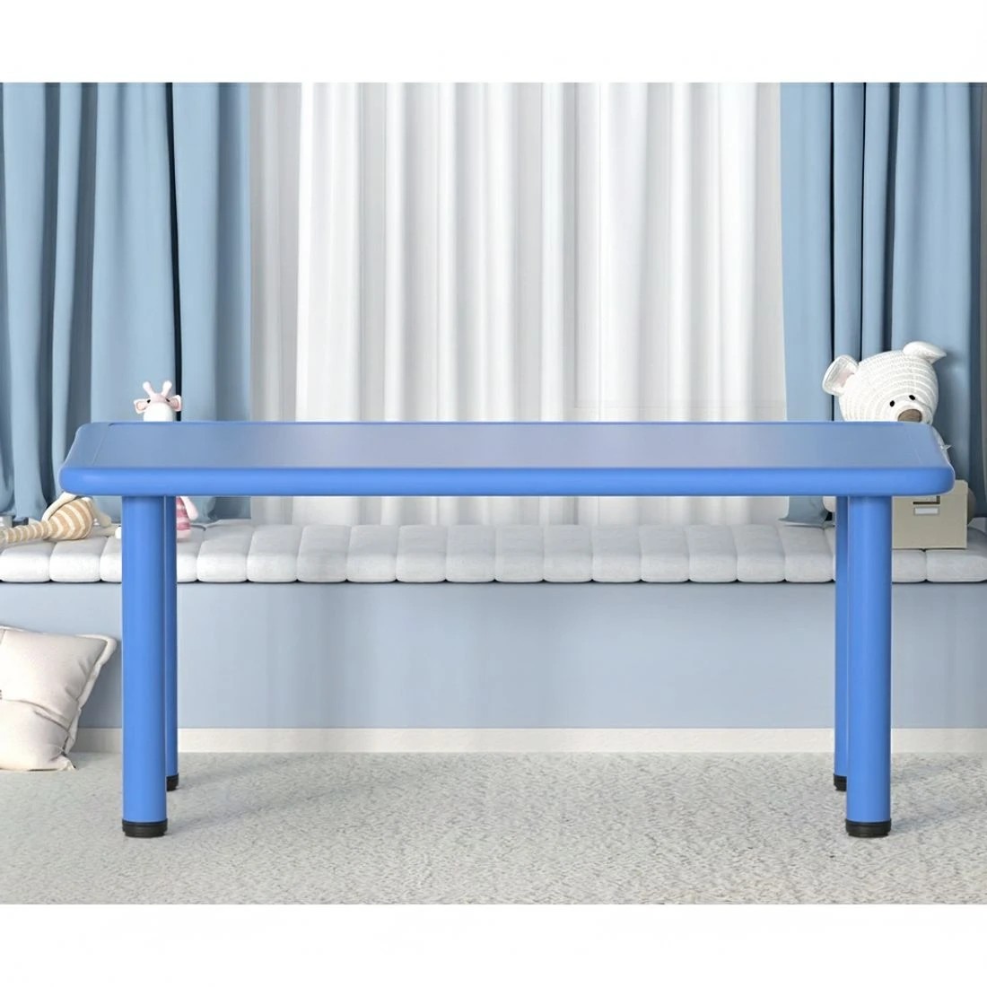 3 Keezi Kids Table Plastic Square Activity Study Desk 60X120CM - Blue, 3 of 5