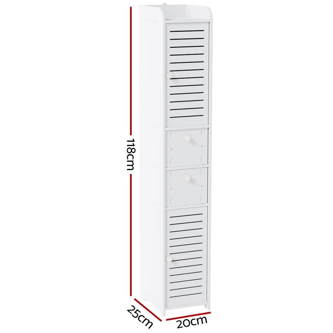 4 Artiss Bathroom Toilet Storage Cabinet Laundry Tallboy Cupboard - White, 4 of 8