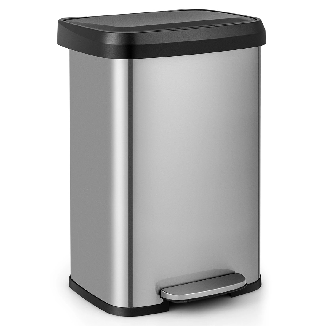 1 Costway 50L Stainless Steel Trash Can Garbage Bin, 1 of 4