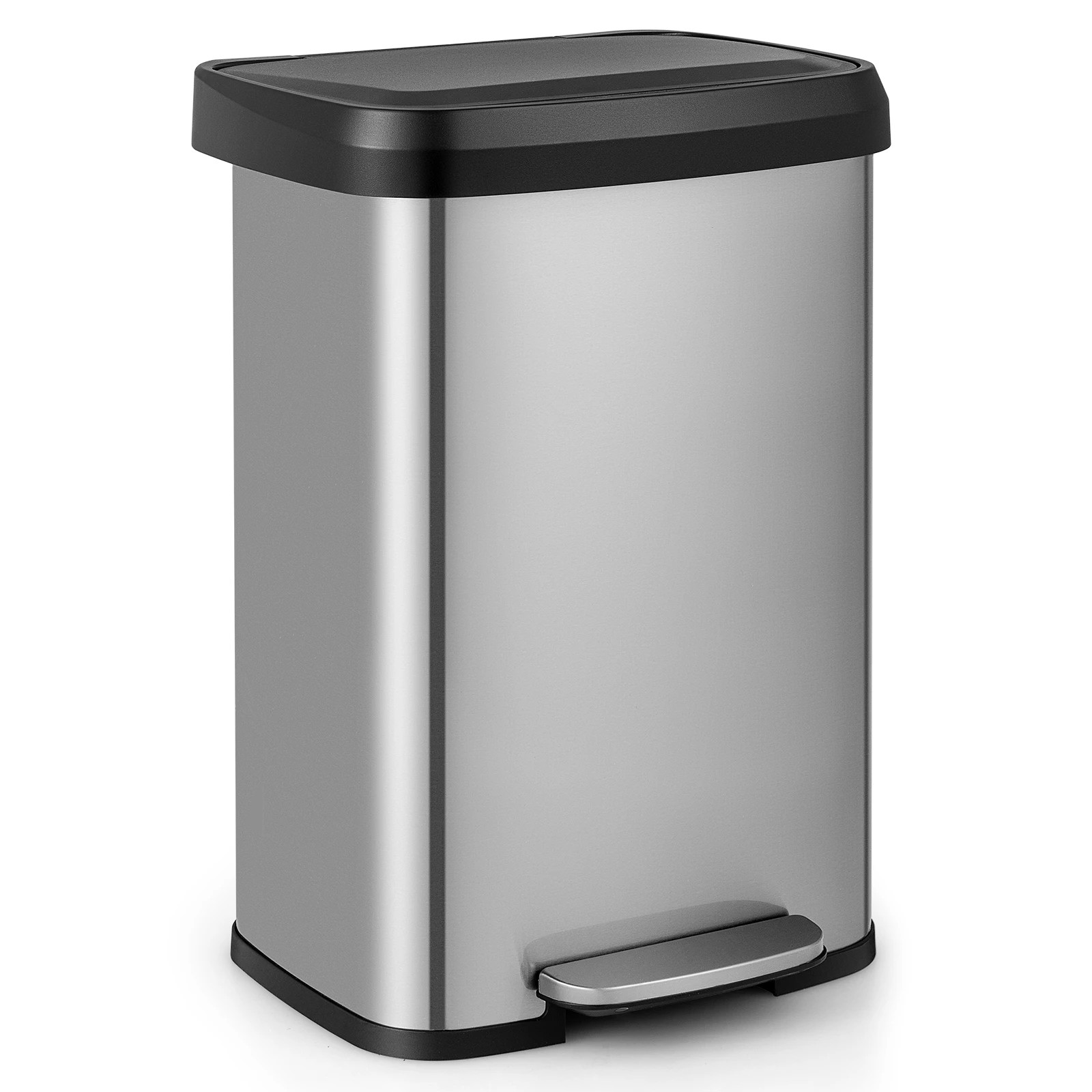 1 Costway 50L Stainless Steel Trash Can Garbage Bin, 1 of 4