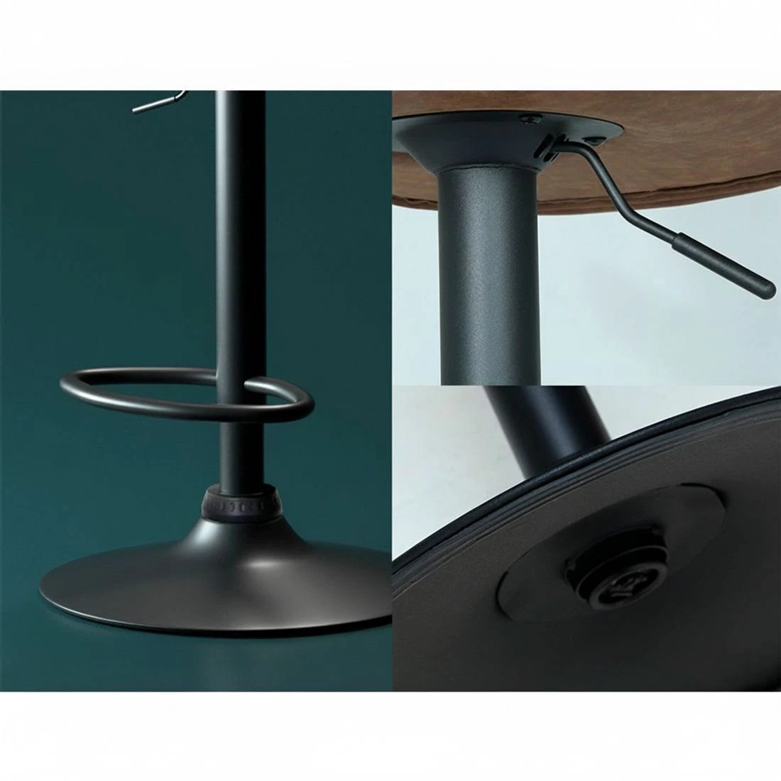 4 Artiss 2x Bar Stools Vintage Leather Gas Lift - Brown, 4 of 5