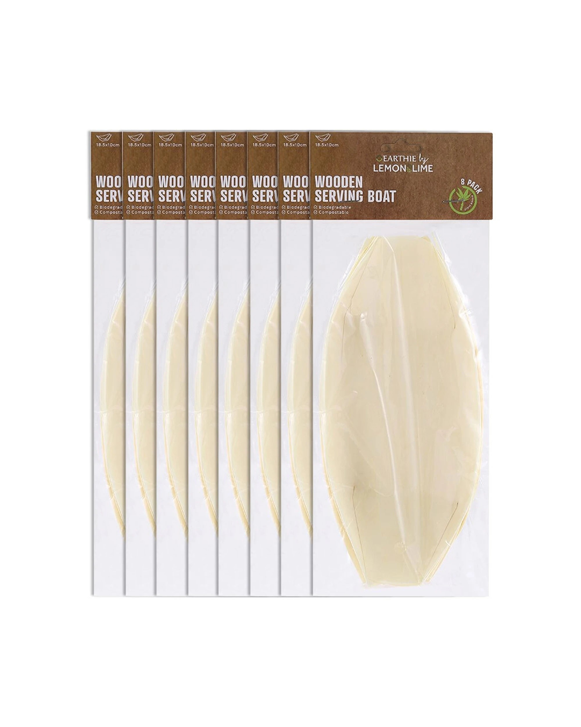 1 Lemon & Lime 64pc Eco Wood Serving Boat Set 18.5x10cm - Natural, 1 of 6