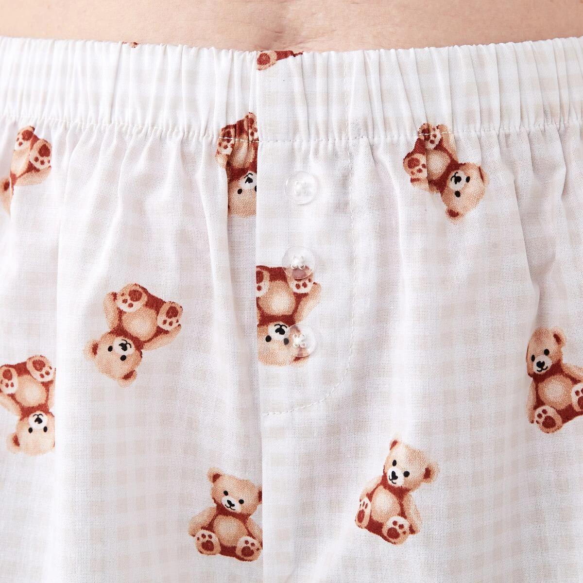 4 Woven Boxer Shorts BEAR CHECK NATURAL BEIGE, 4 of 6