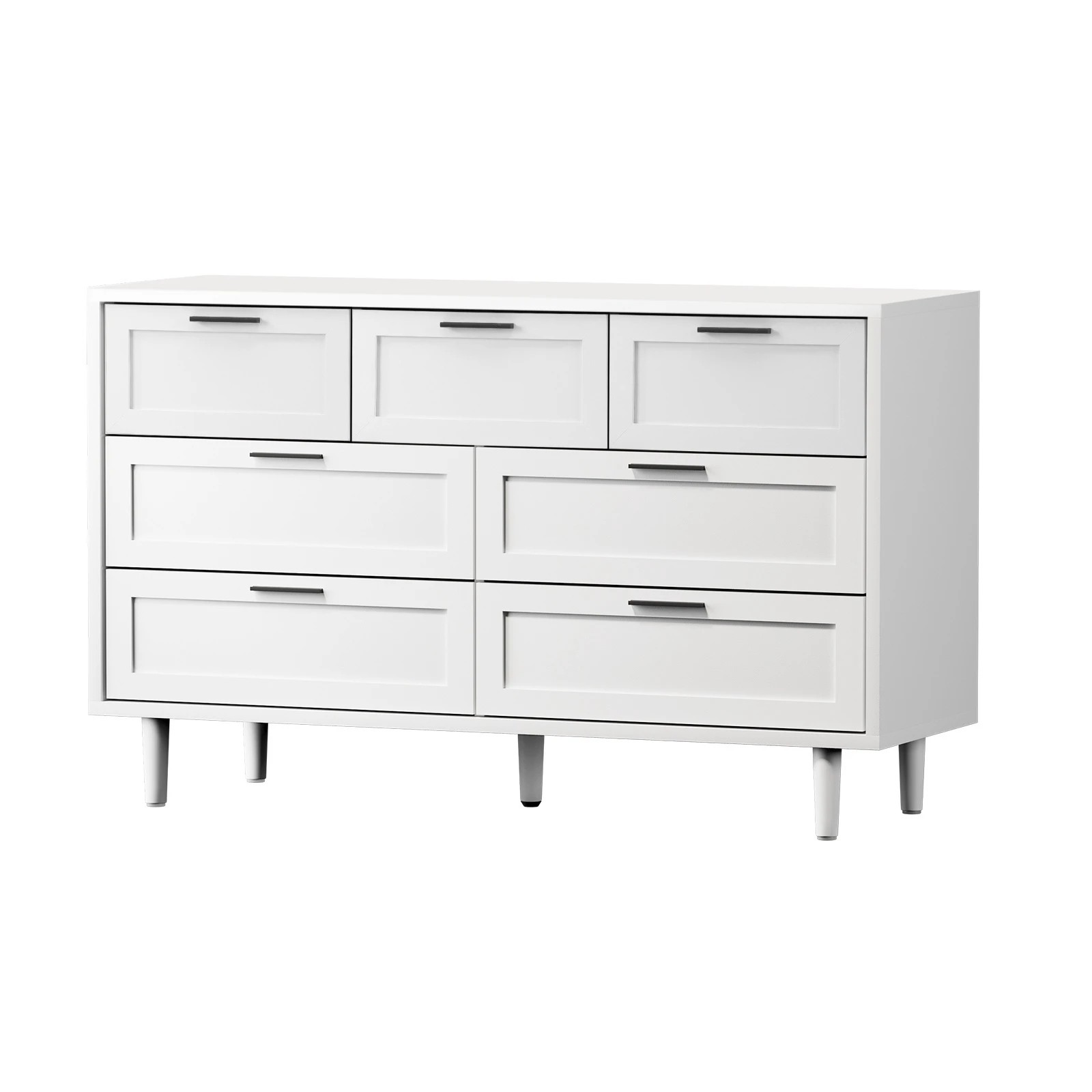 1 Oikiture 7 Chest Of Drawers Dresser Chest Storage Cabinet Lowboy
 - White, 1 of 10