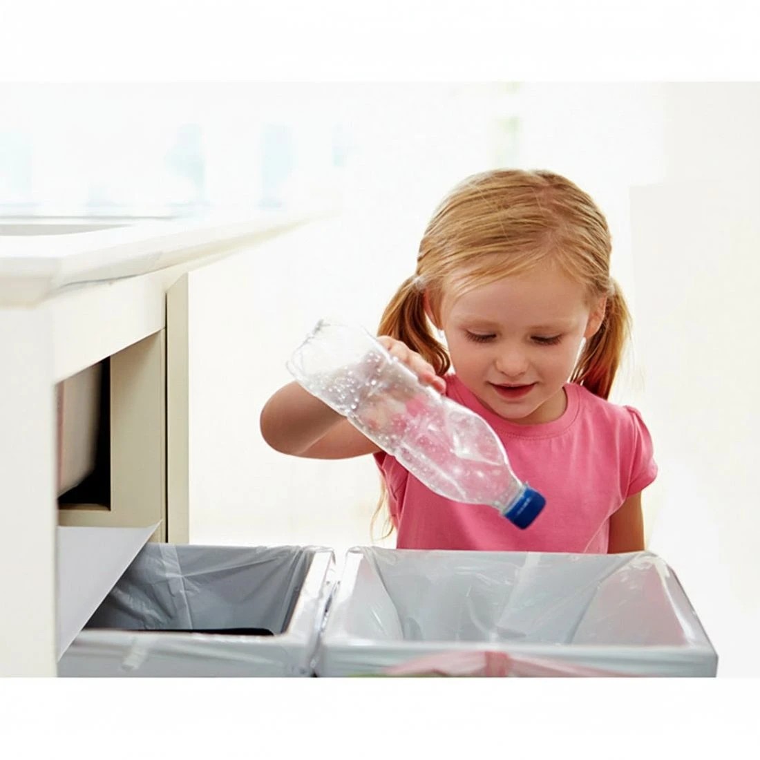 2 Cefito Pull Out Bin Kitchen Double Basket 2X20L - White, 2 of 7