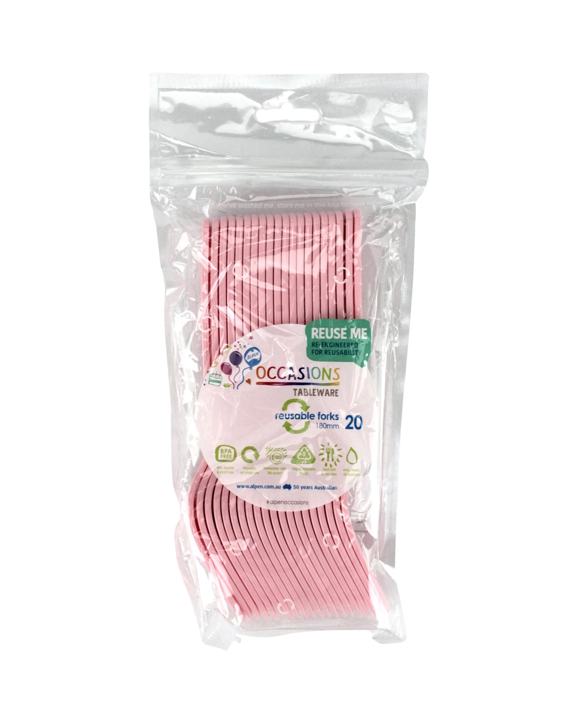 2 Alpen Reusable Forks Pack of 20 - Light Carnation Pink - Light Carnation Pink, 2 of 3