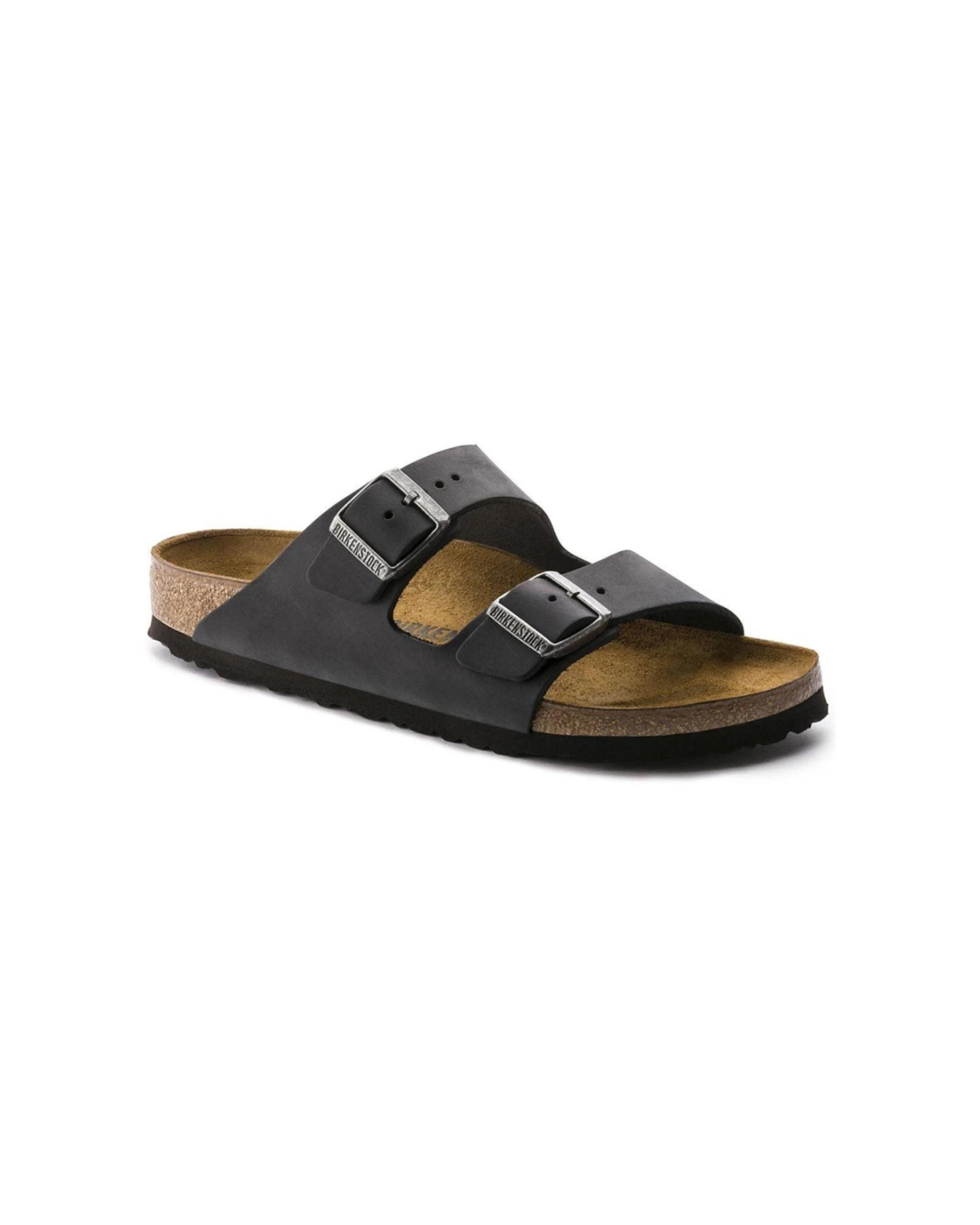 1 Birkenstock Arizona Oiled Leather Sandals Regular Width BLACK, 1 of 5