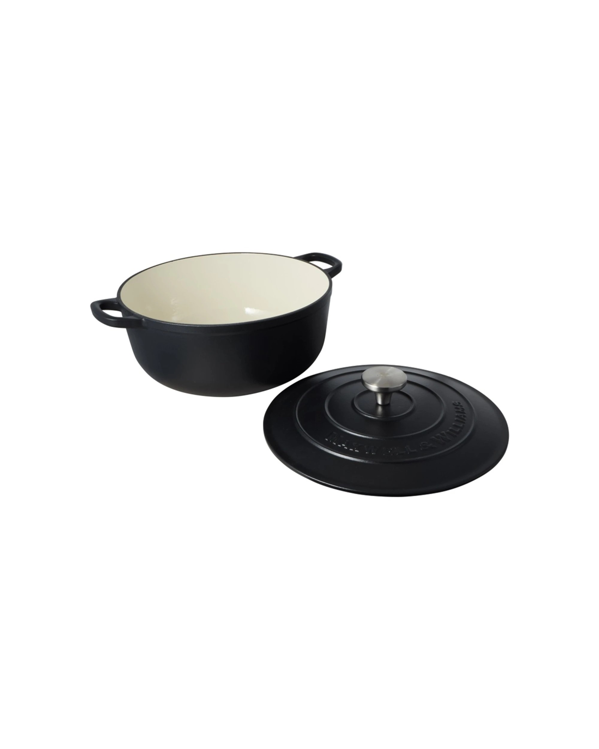 2 Maxwell & Williams Cast Iron Round Casserole Pan 28cm/6.2L Cookware - Black, 2 of 5