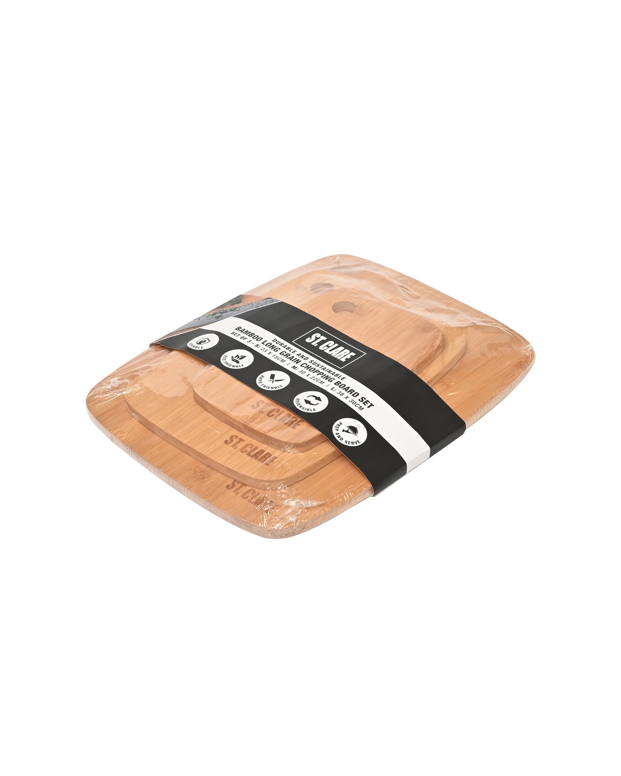1 Classica St. Clare Bamboo Long Grain Rectangle Chopping Board Set Of 3, 1 of 1