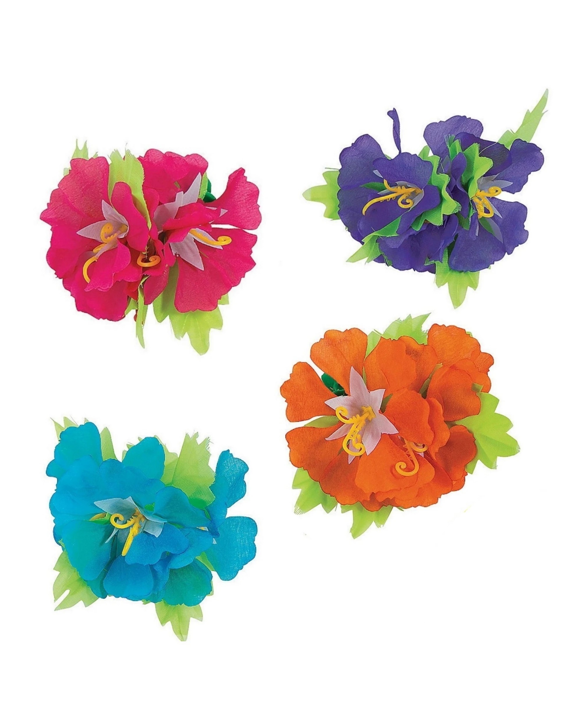 1 Fun Express Hibiscus Tropical Hair Clips Pack of 12 - Assorted, 1 of 3