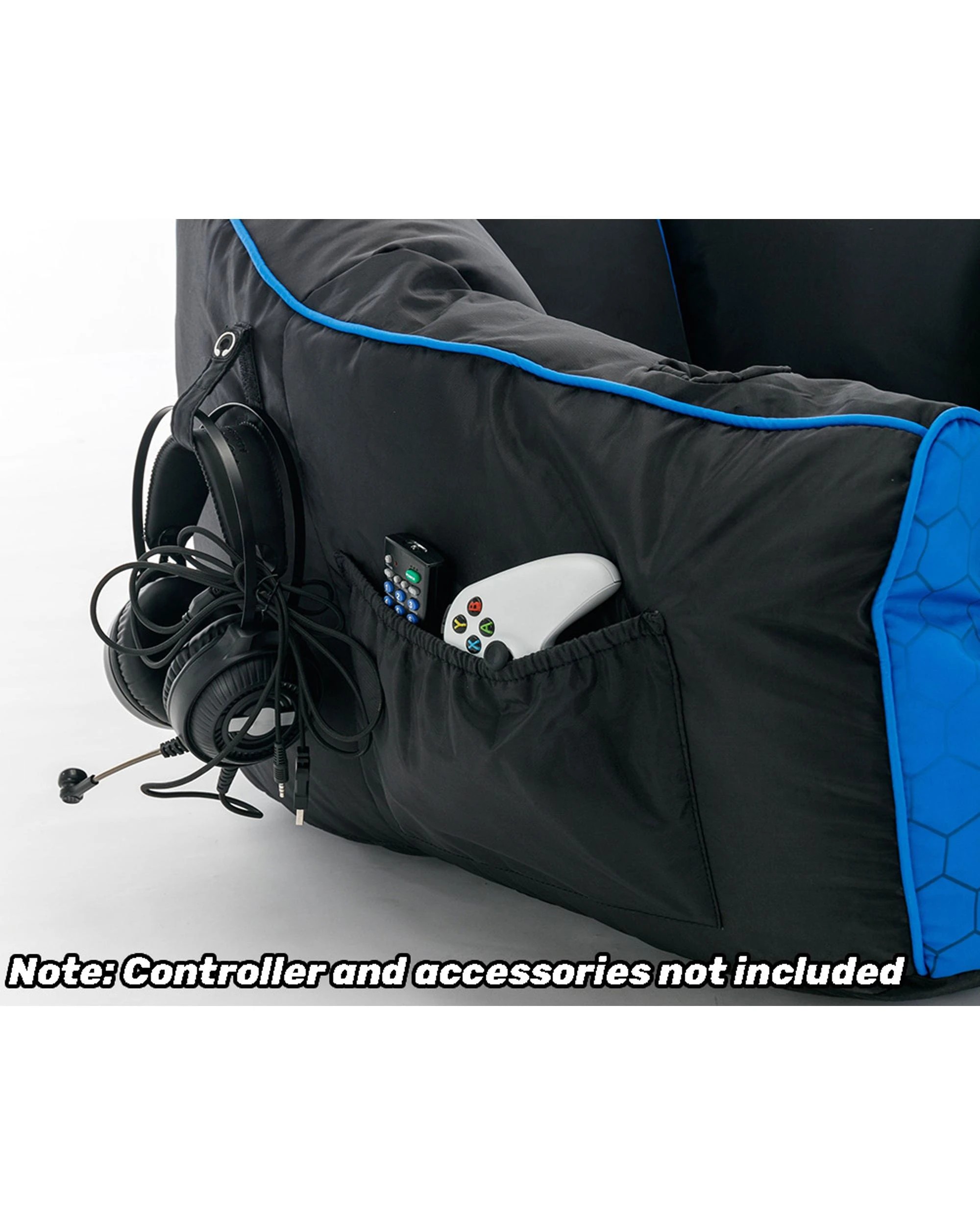 4 Powerwave PUFF Gaming Bean Bag Chair - Blue, 4 of 7