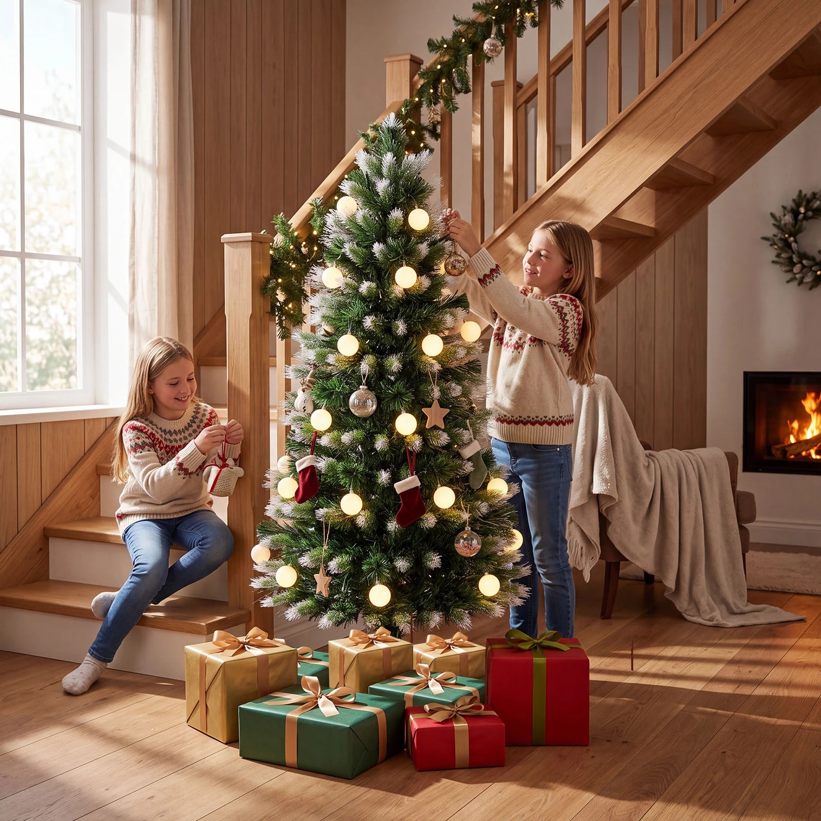 4 Costway 1.5M Artificial Fiber Optic Christmas Tree 28 Warm White LEDs, 4 of 7