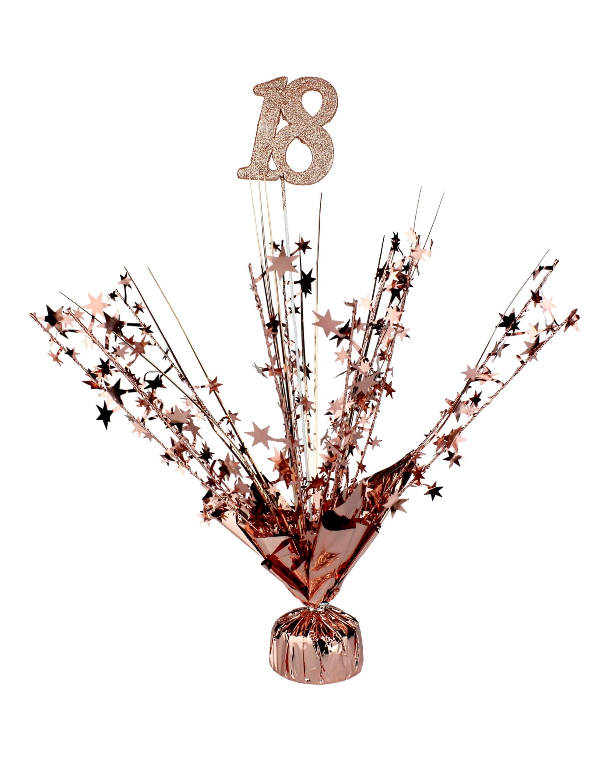 1 Partyrama 18th Birthday Rose Gold Star Foil Spray Centrepiece - Rose Gold, 1 of 1