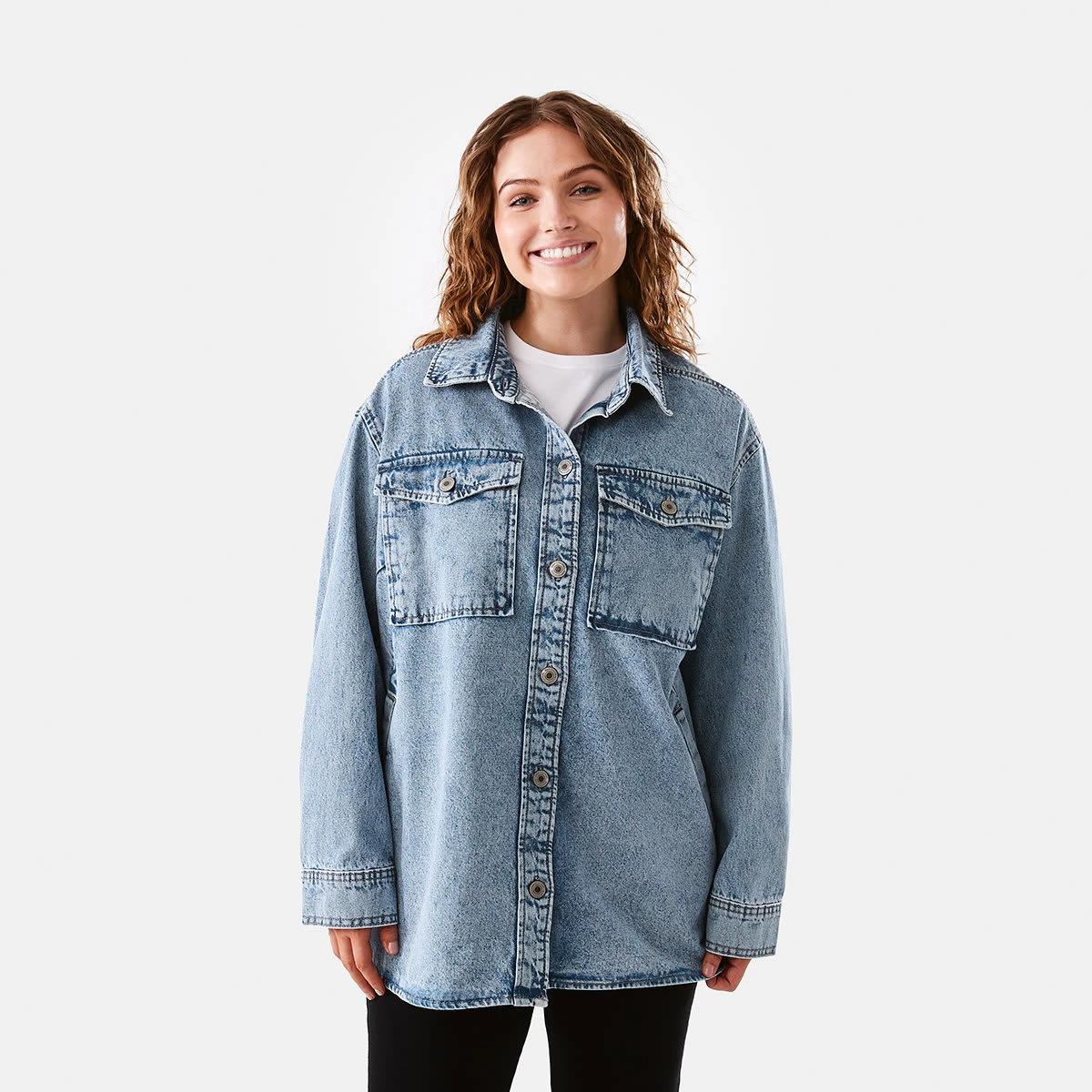 3 Denim Shacket Light Wash, 3 of 8