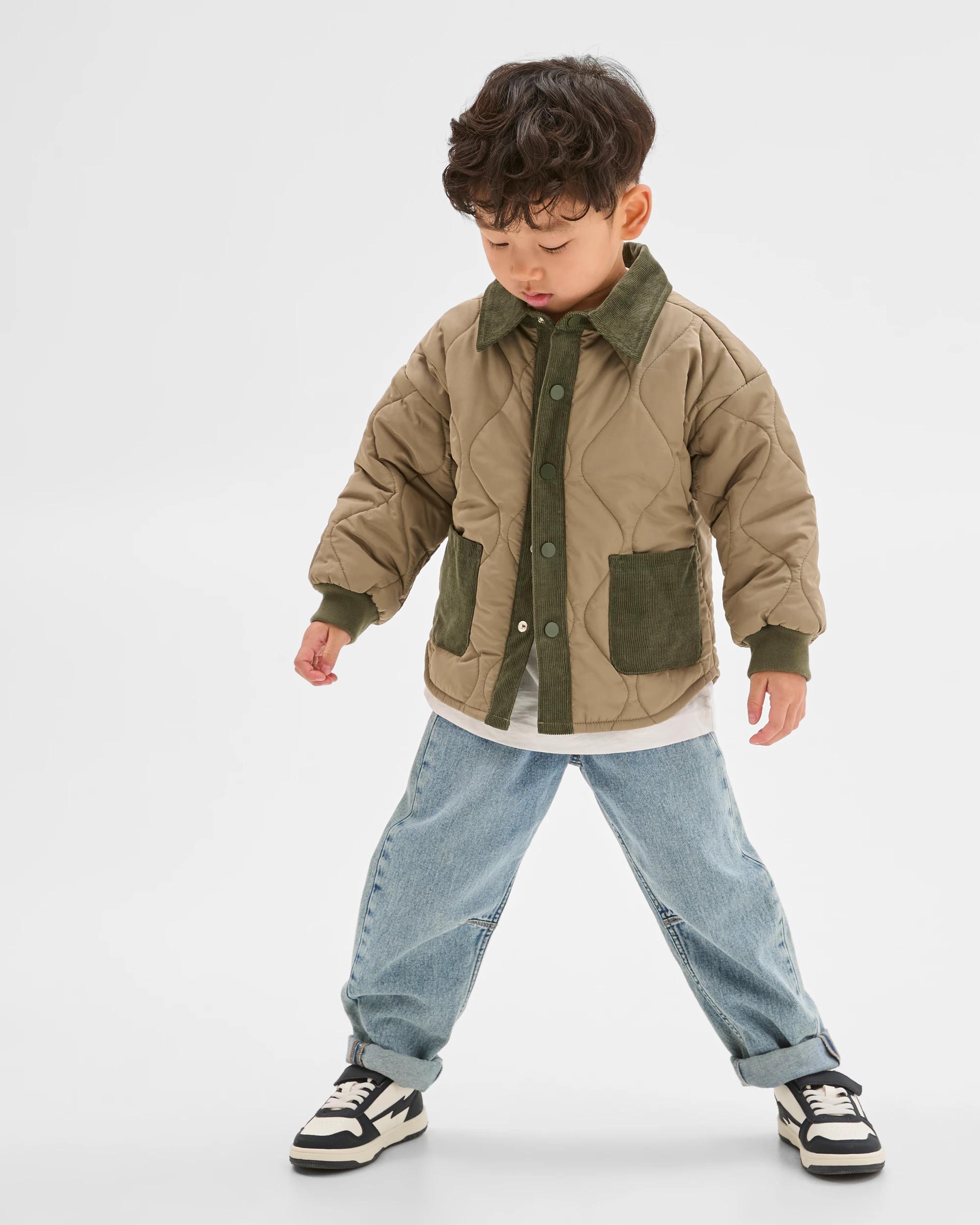4 Target Kids Quilted Puffer Collar Jacket GREEN, 4 of 7