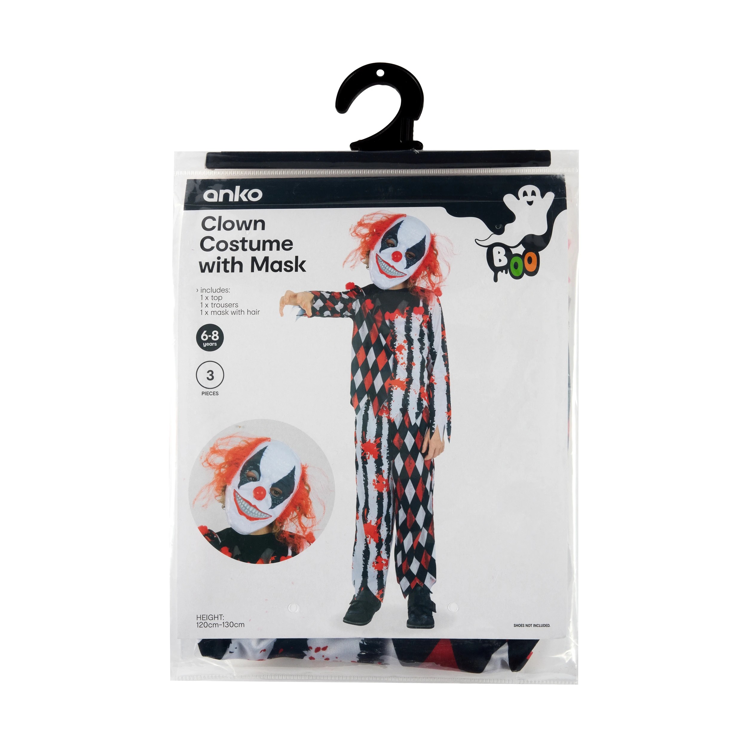2 3 Piece Clown Costume with Mask - Ages 6-8, 2 of 3