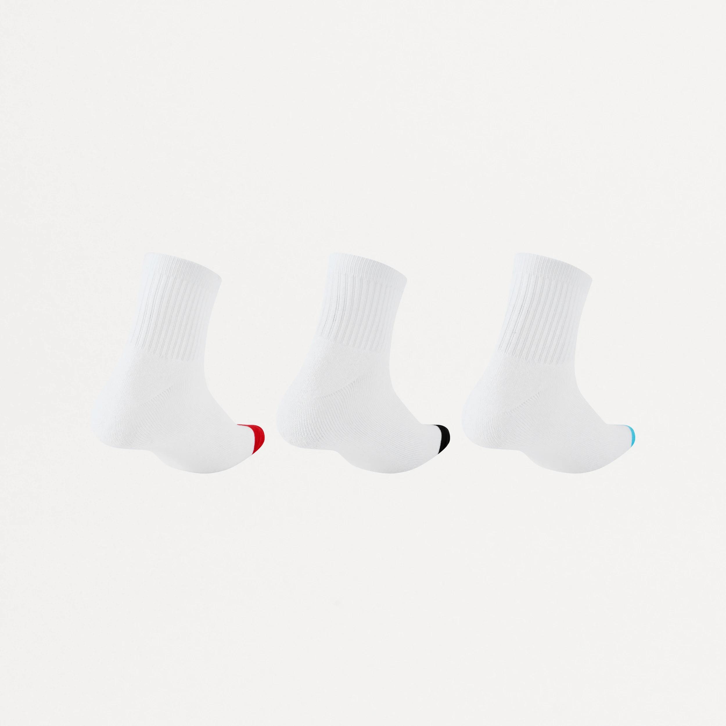 2 3 Pack Retro Rib Quarter Crew Socks Multi Fire, 2 of 4